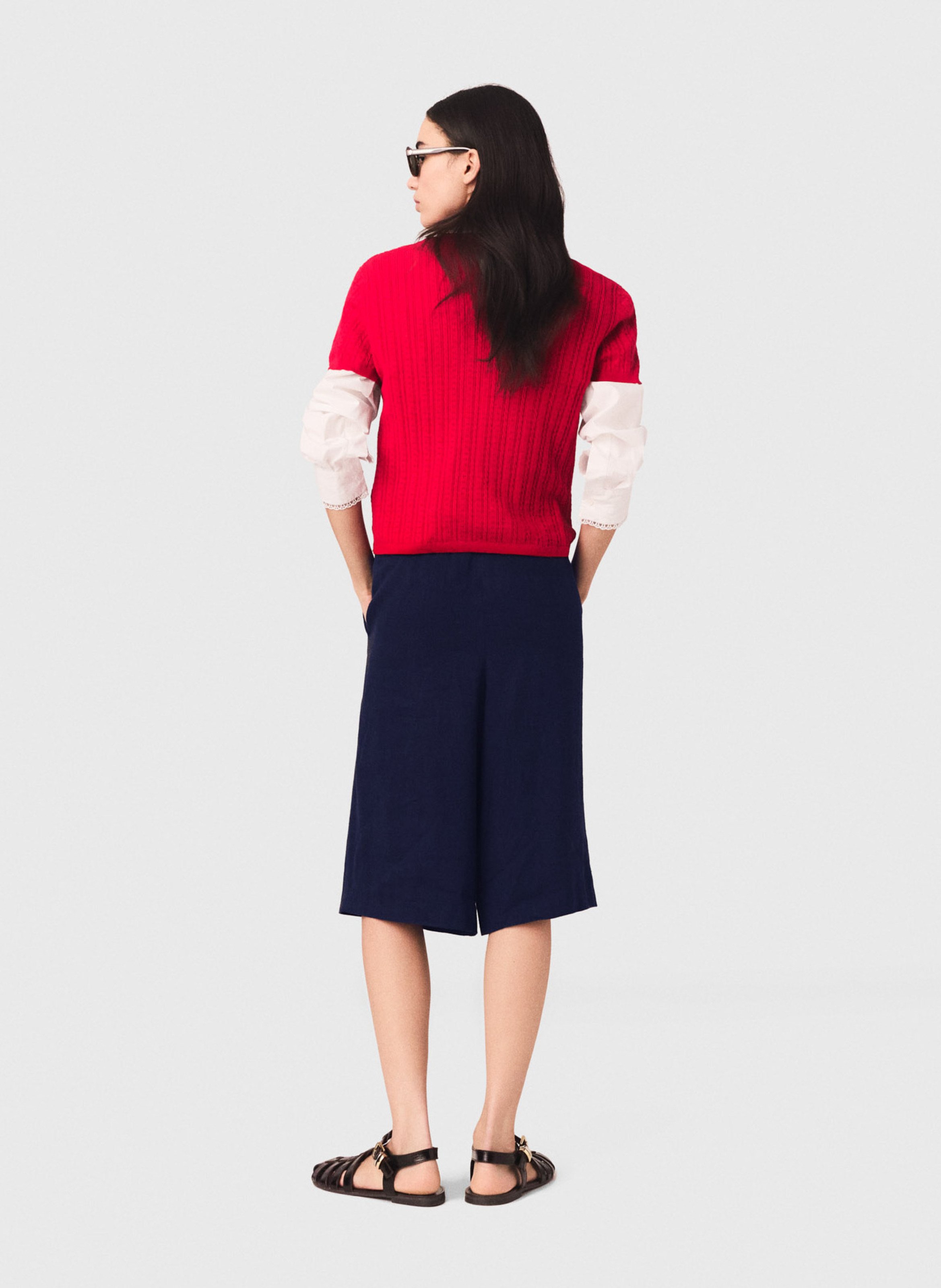 Pull moulant col rond en coton mélangé MAJE Rouge