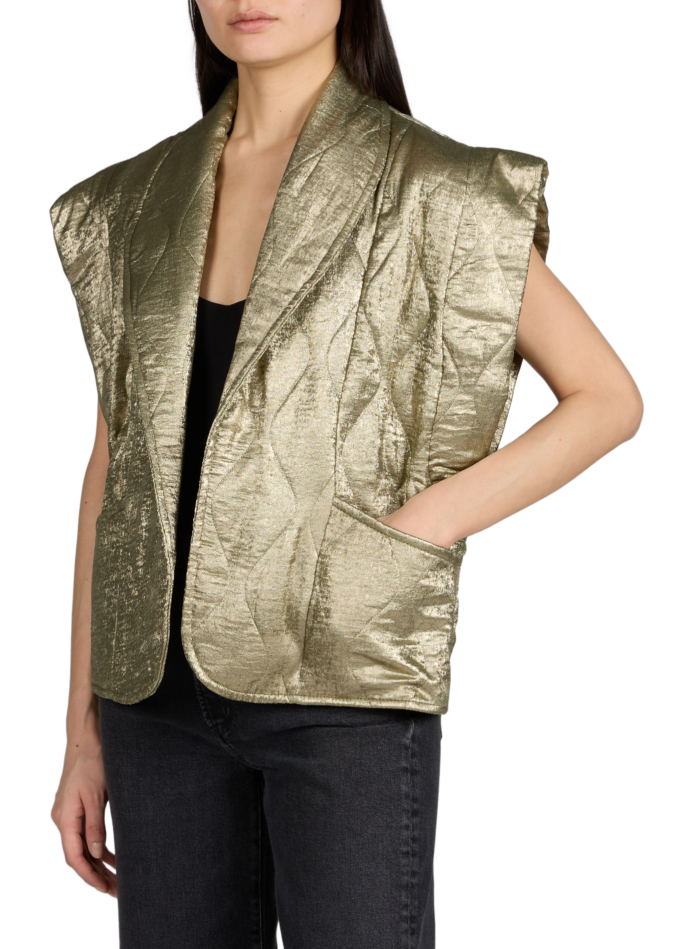 Shiny sleeveless Brooklyn IRISE jacket AOKYANOS Khaki