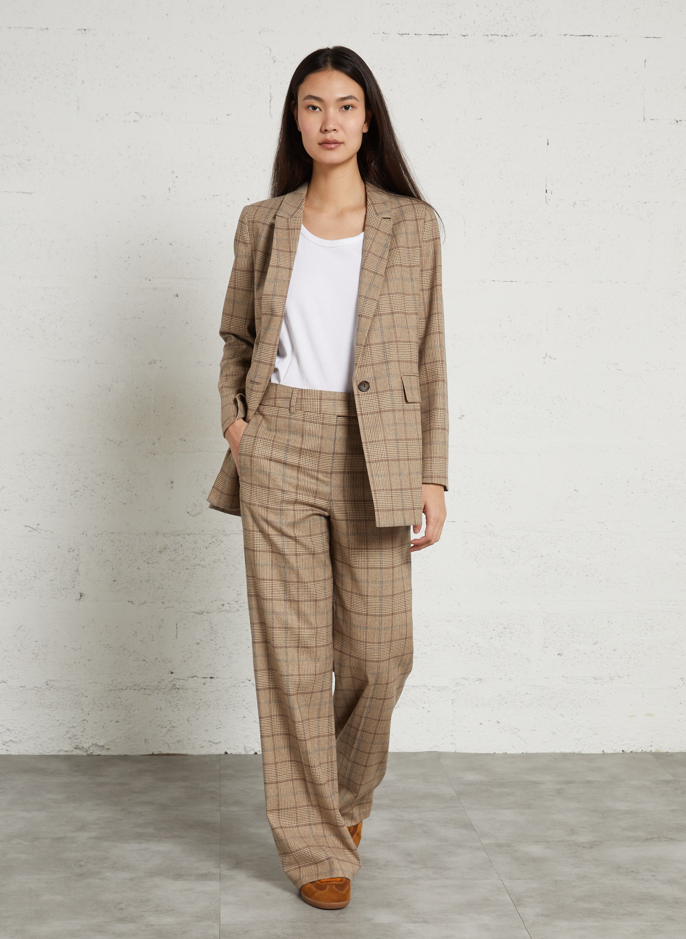 Pantalon de tailleur à carreaux layla MAISON 123 Beige