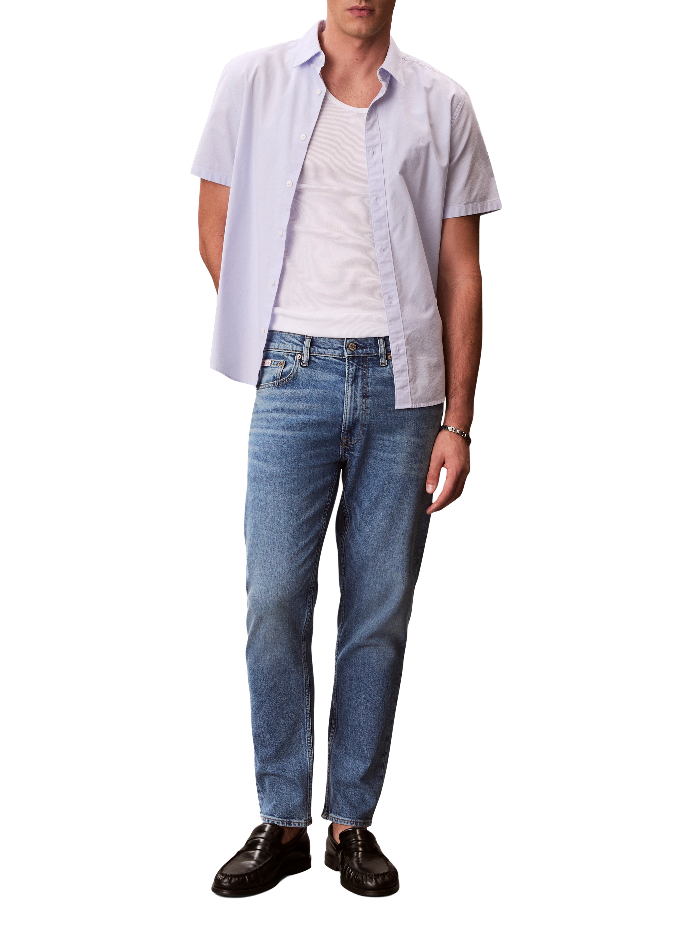 Straight leg tapered jeans in cotton blend CALVIN KLEIN Blue