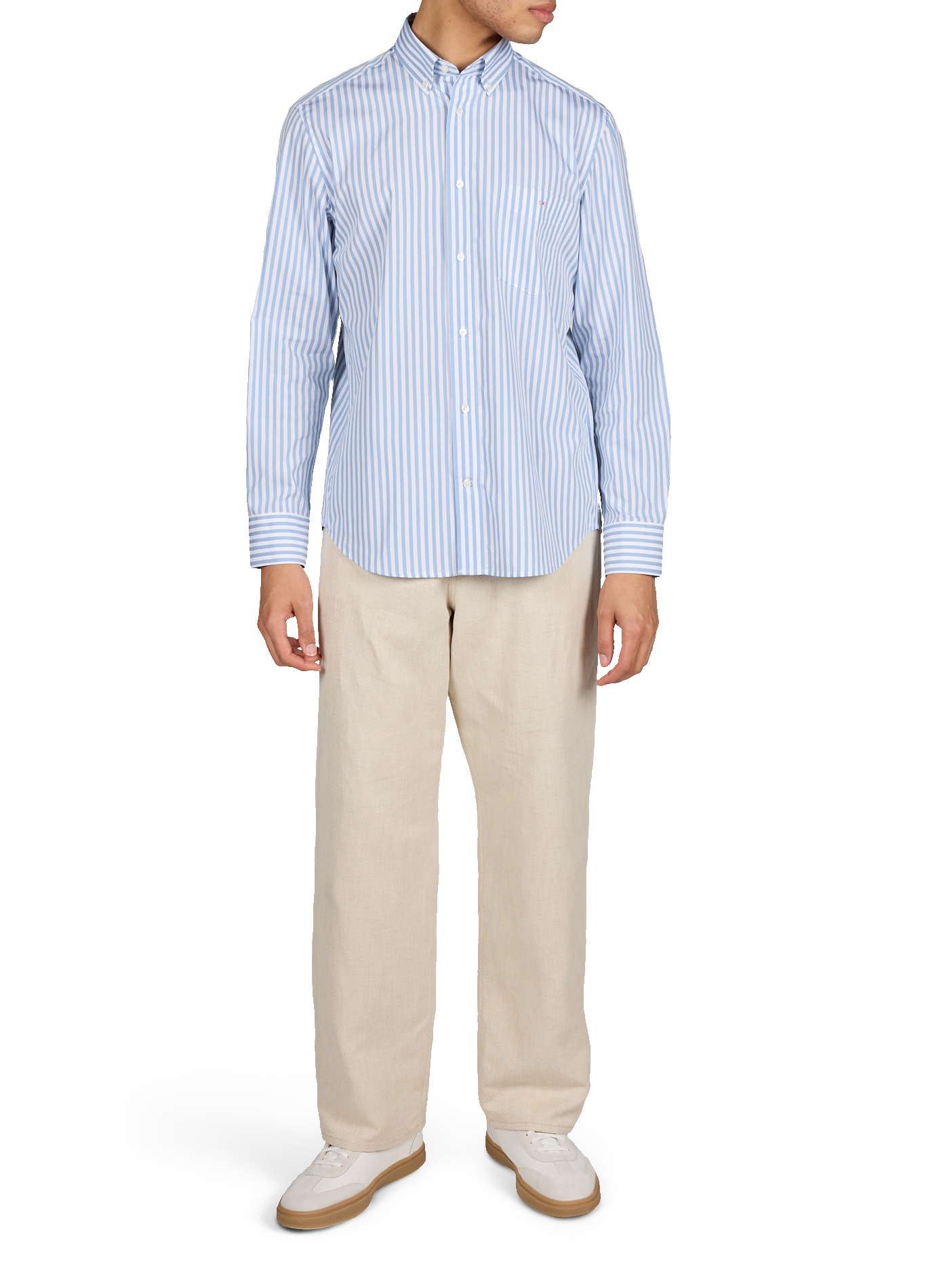 Chemise col américain à rayures en coton EDEN PARK Bleu