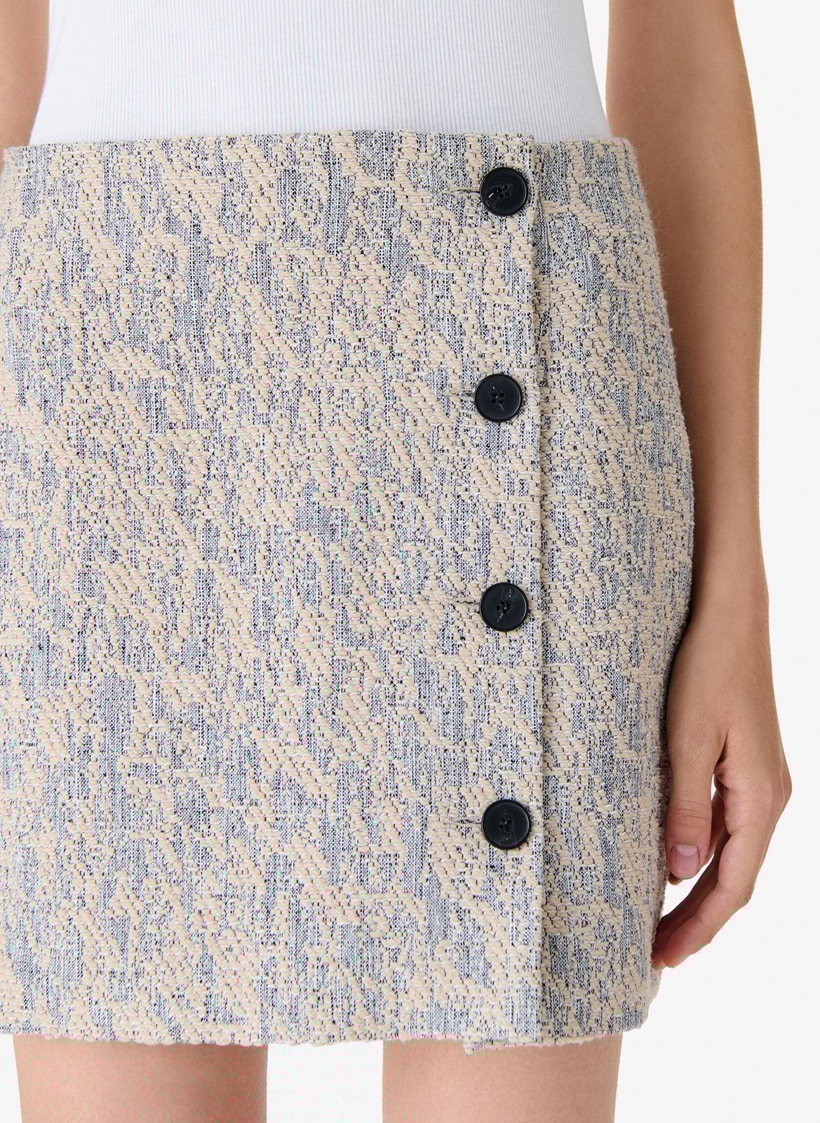 Jupe courte droite en tissu texturé elixio IRO Beige