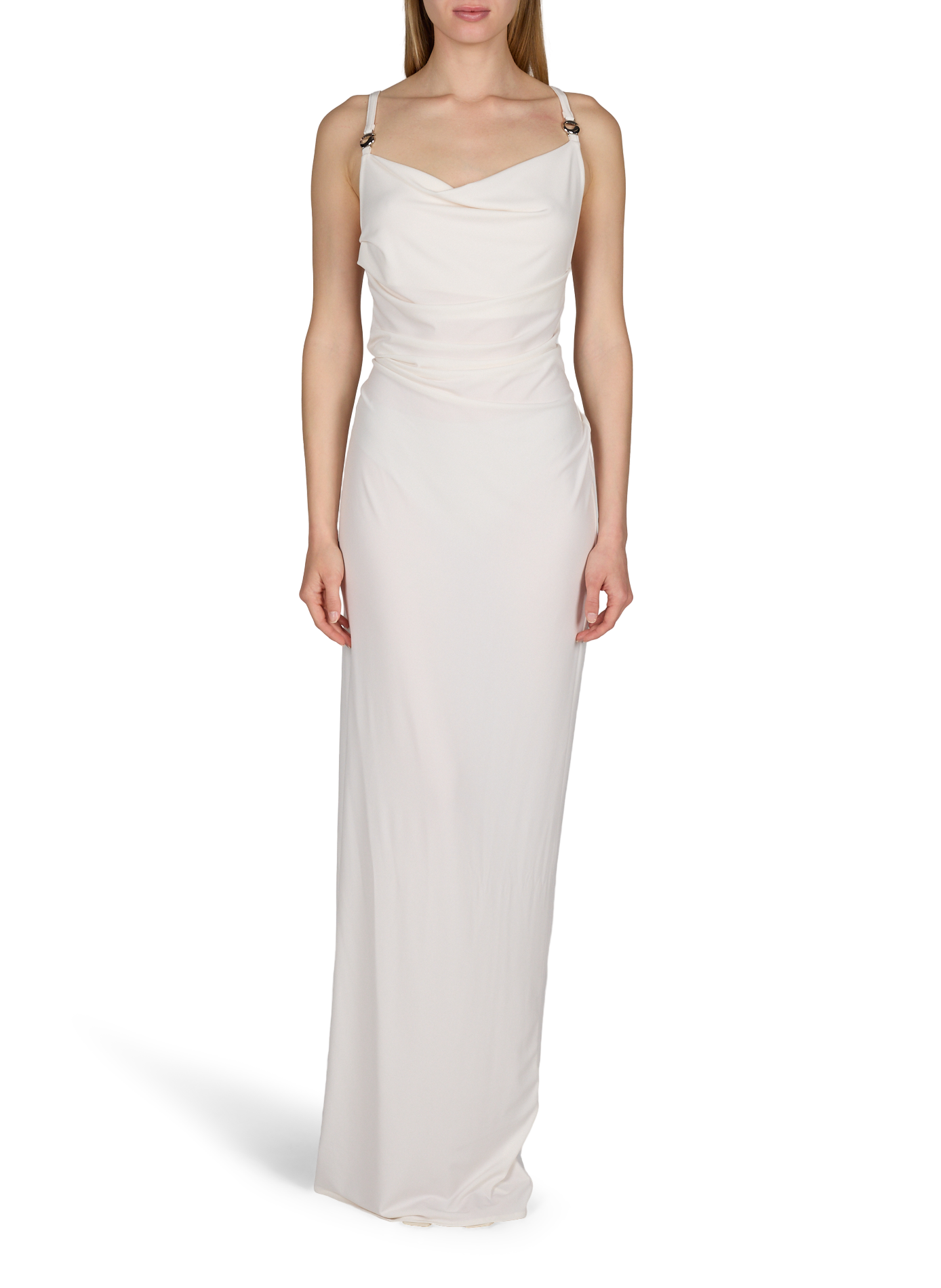 Robe longue bénitier drapée C-Logo COPERNI Blanc