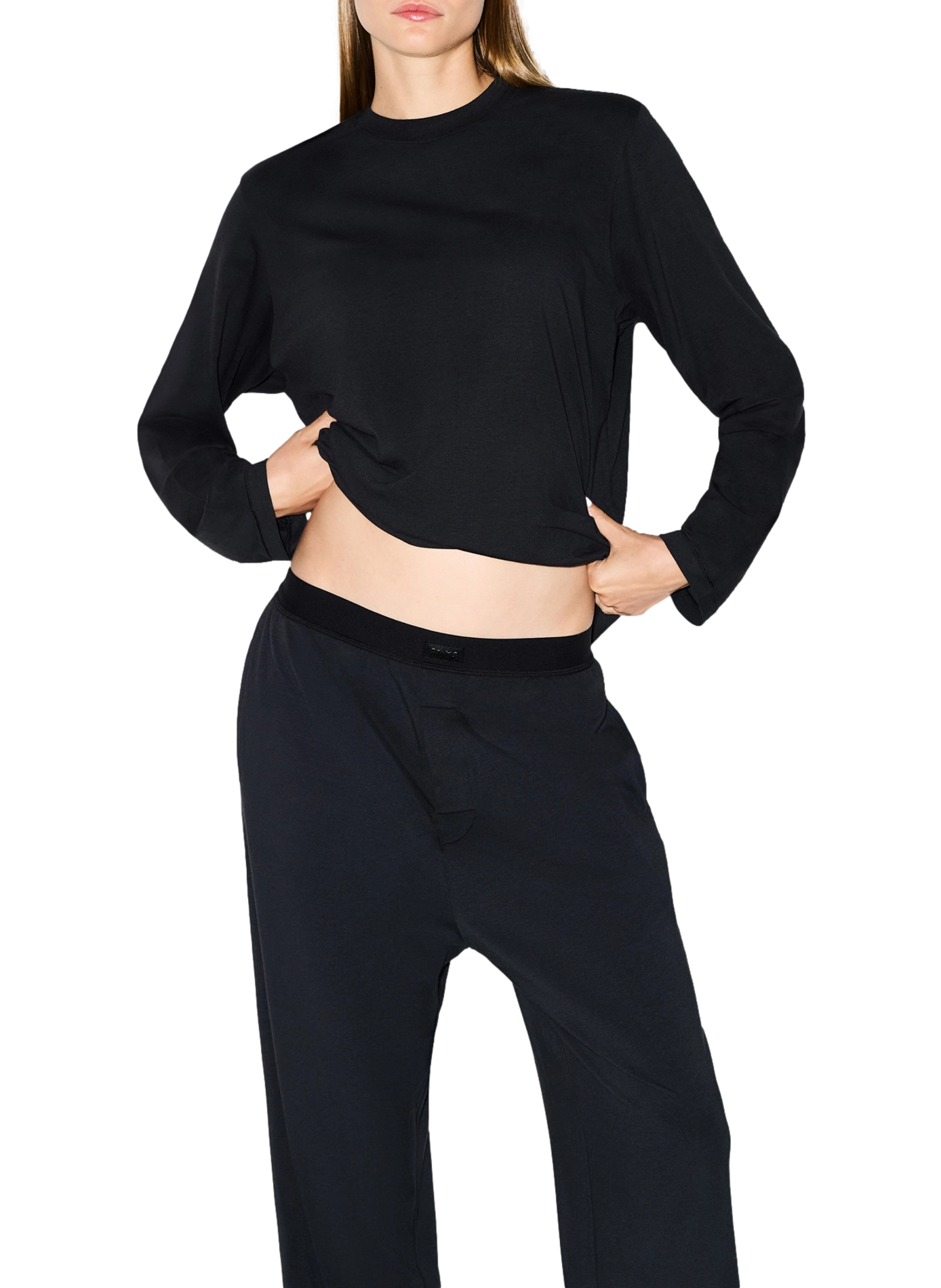 Pantalon ample à taille élastique Black