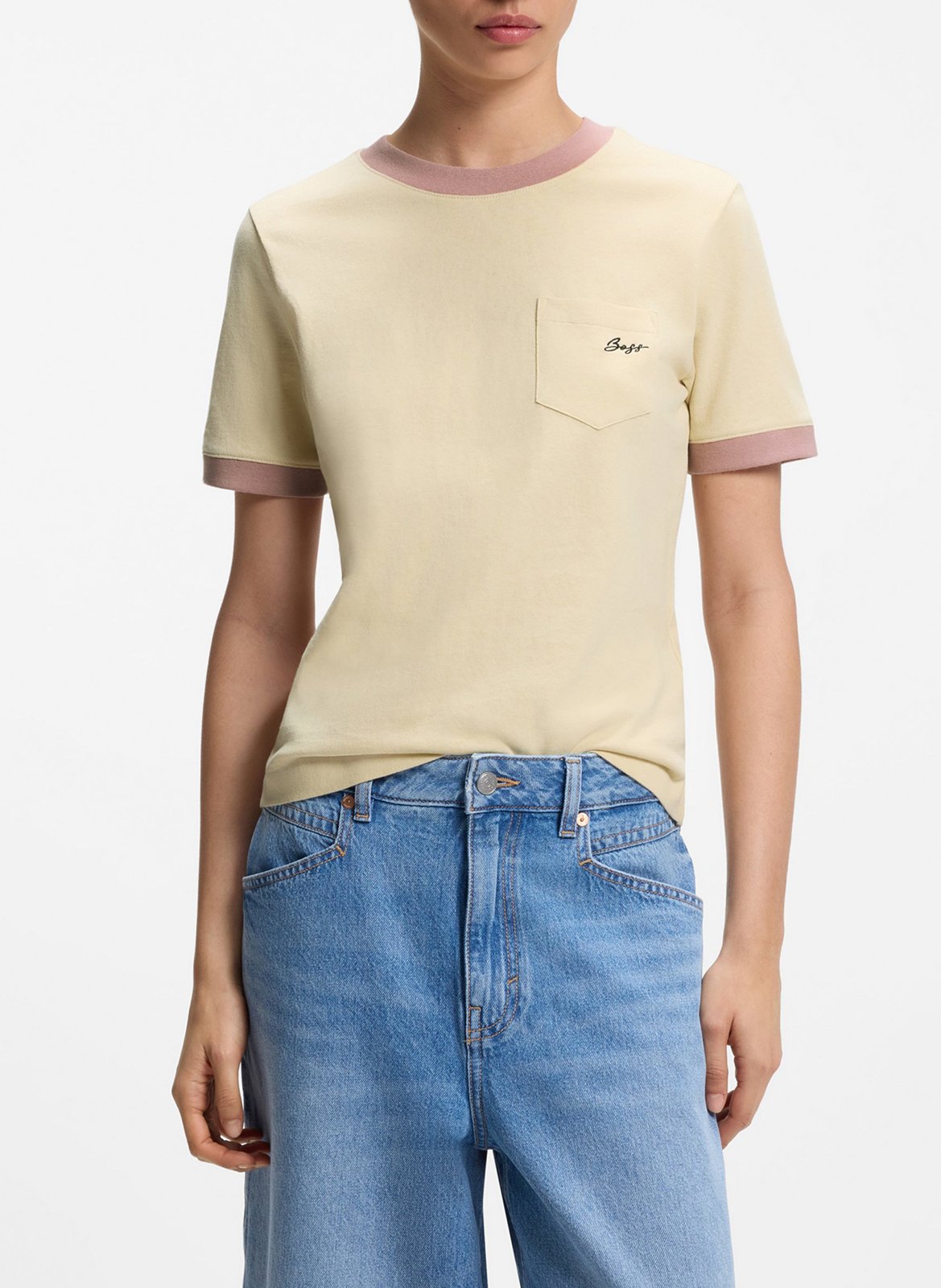 Tee-shirt col rond en coton BOSS Jaune