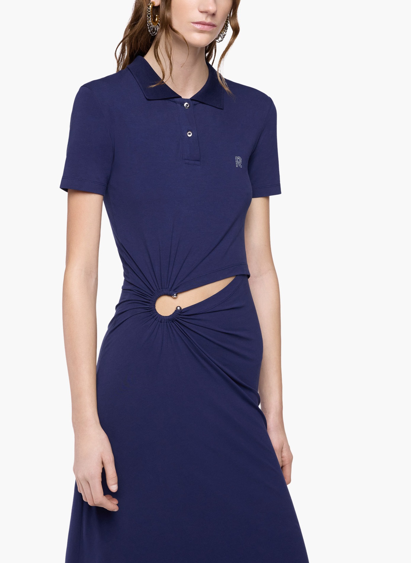 Longue robe piercing en coton RABANNE Bleu