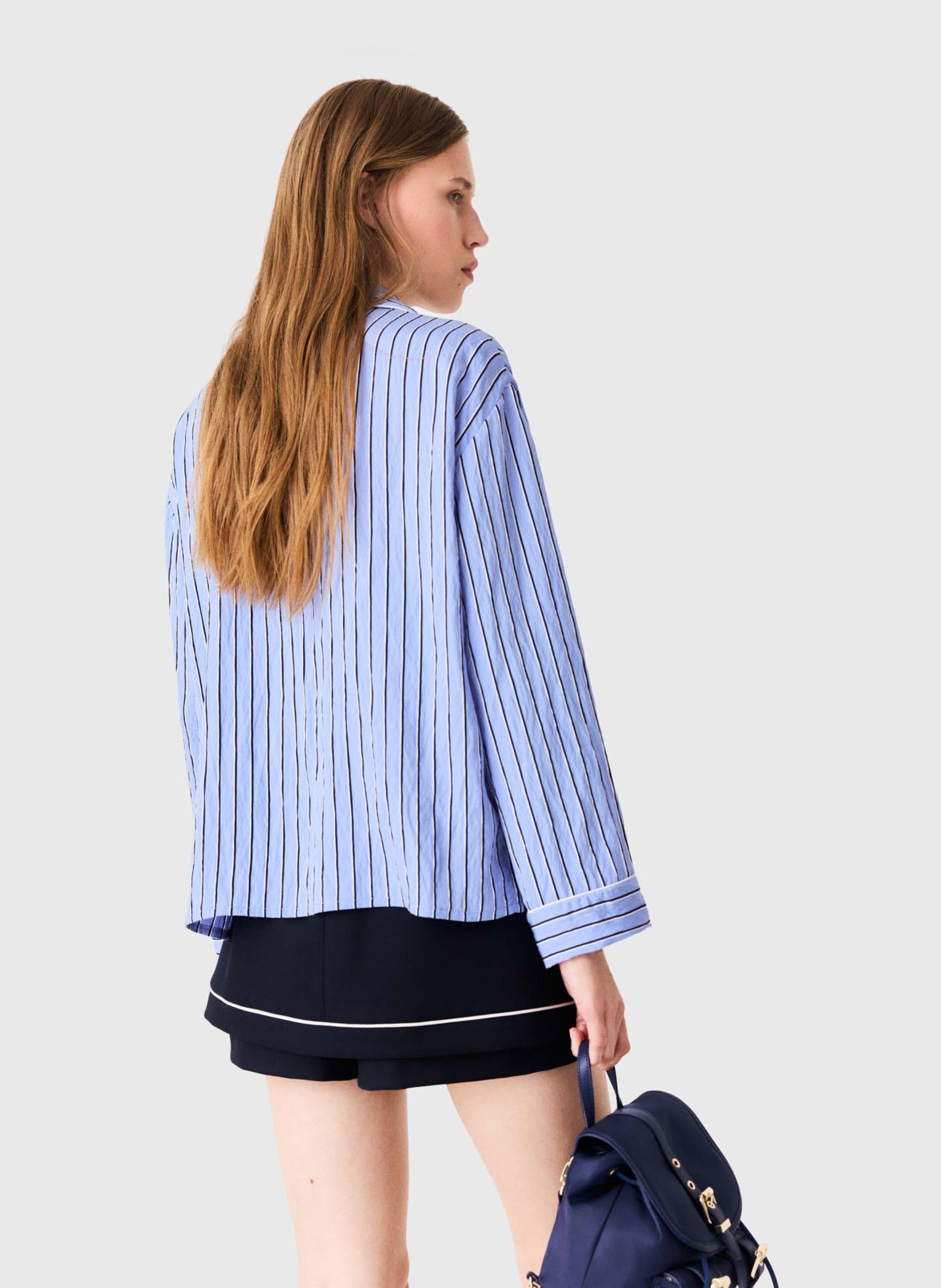 Chemise droite fluide rayée MAJE Bleu