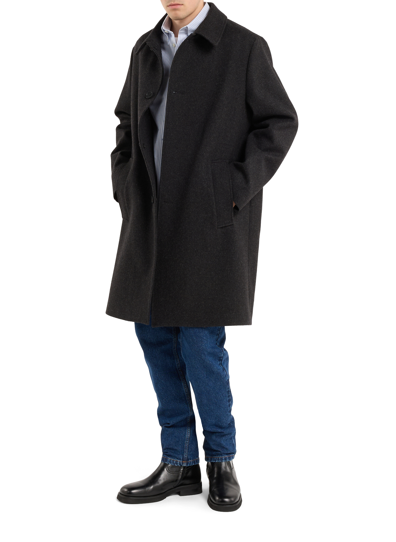 Long woolen buttoned coat SAISON 1865 Grey