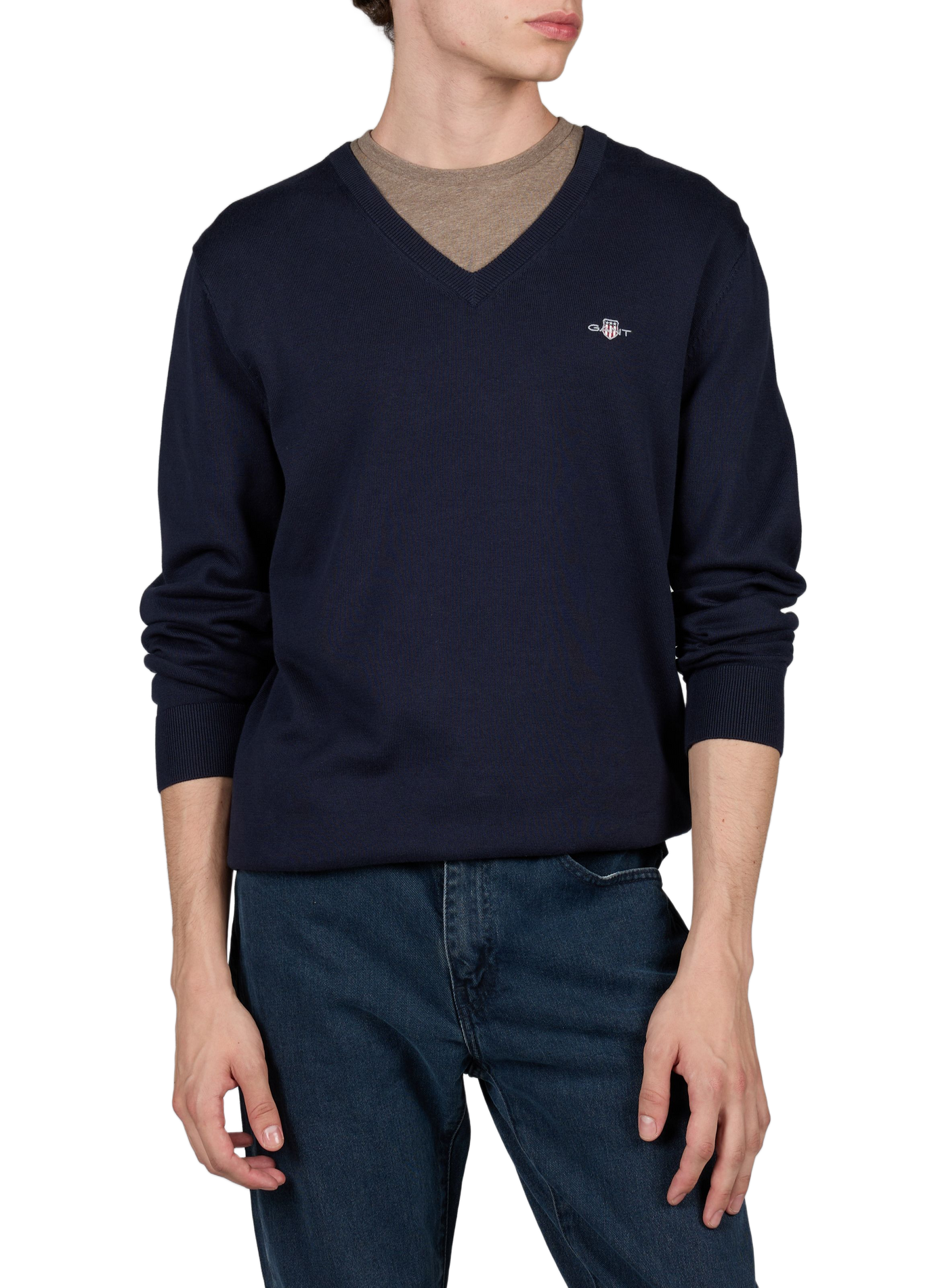 Straight leg pants with embroidered logo in cotton GANT Blue