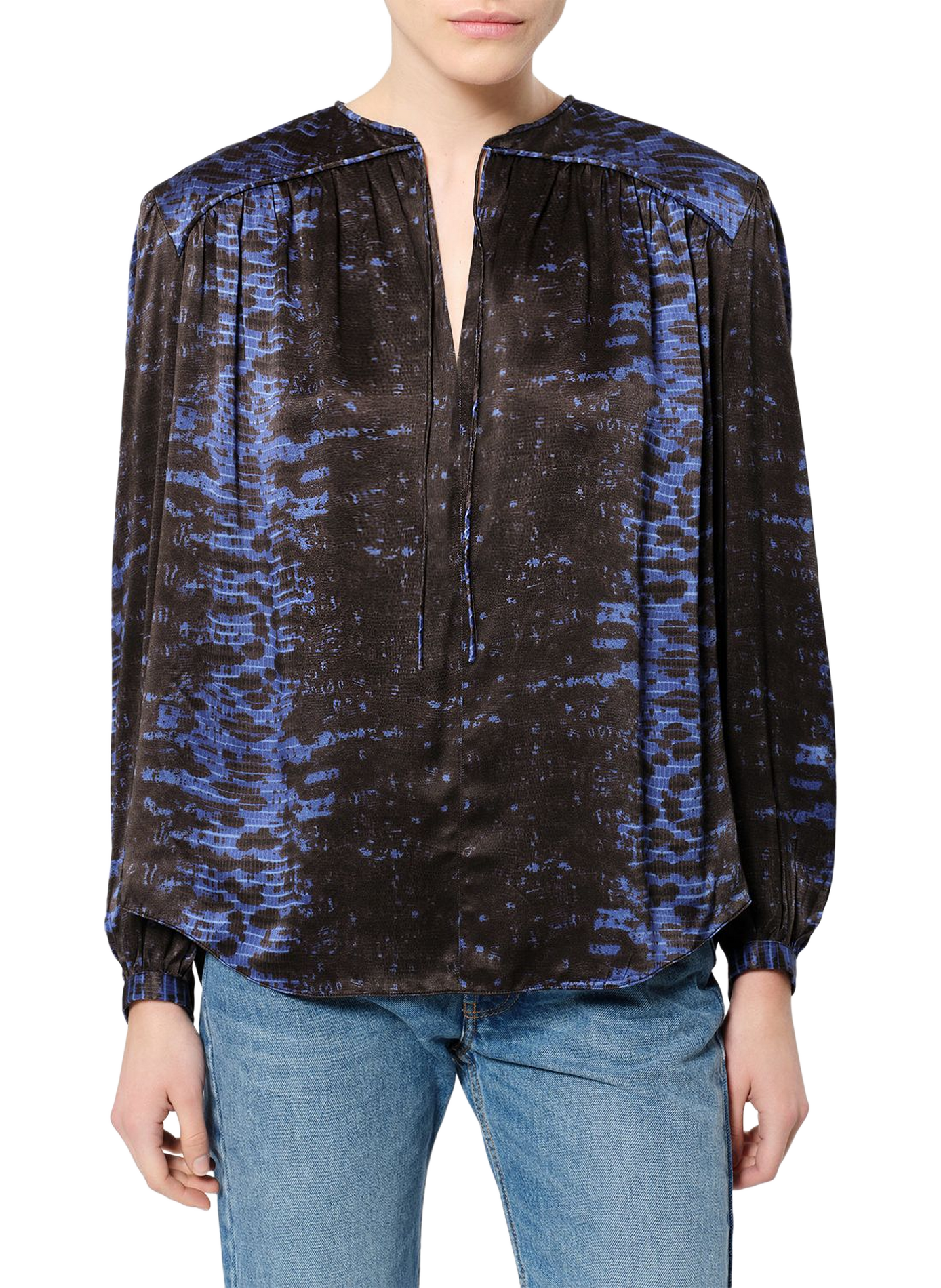 LARAYA blouse in printed silk satin ISABEL MARANT Blue