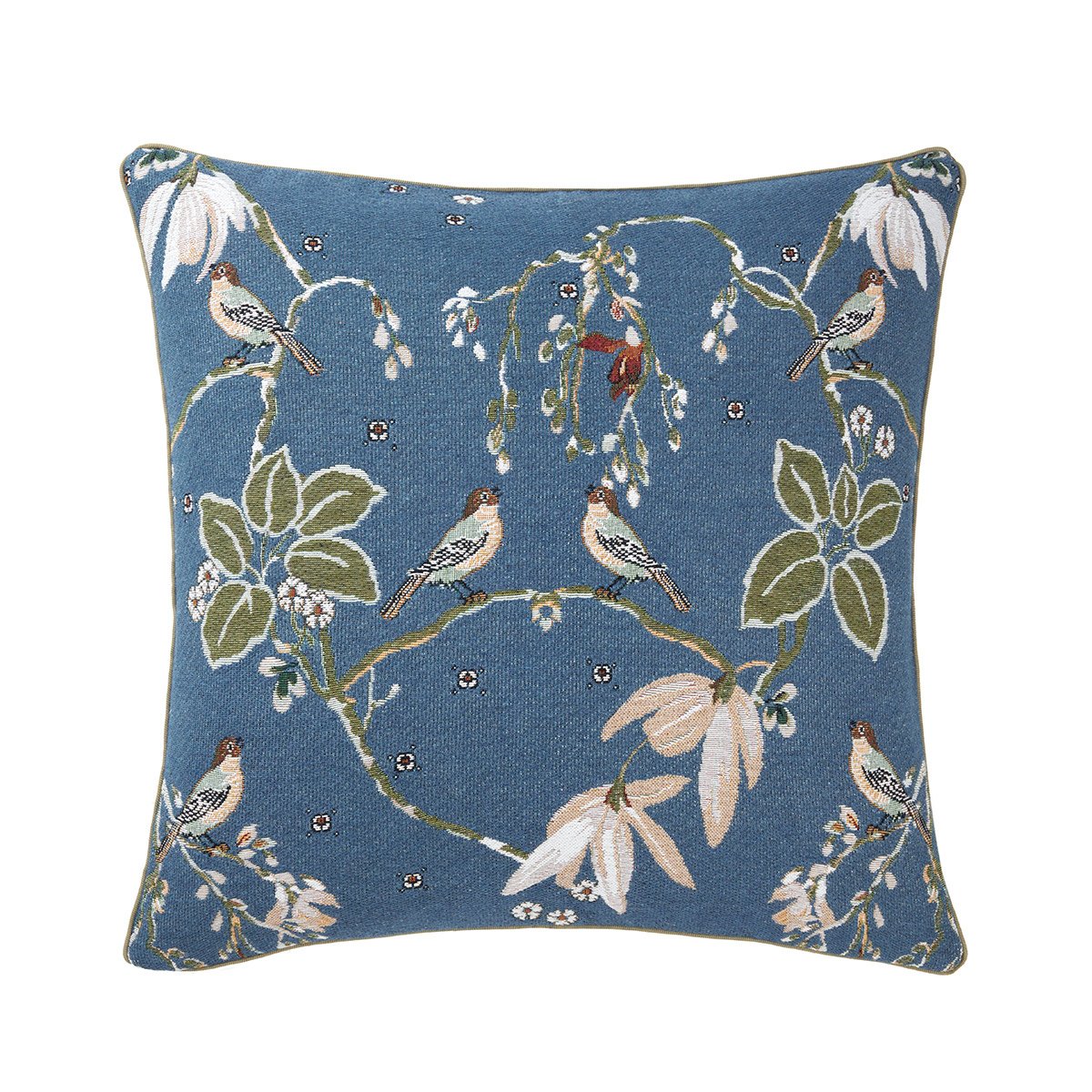 Housse de coussin en coton, rameau YVES DELORME Bleu