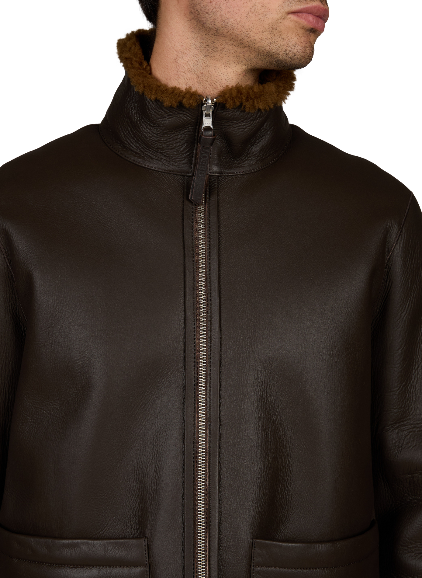 Gerade geschnittene Jacke mit Lederauskleidung CLOSED Braun
