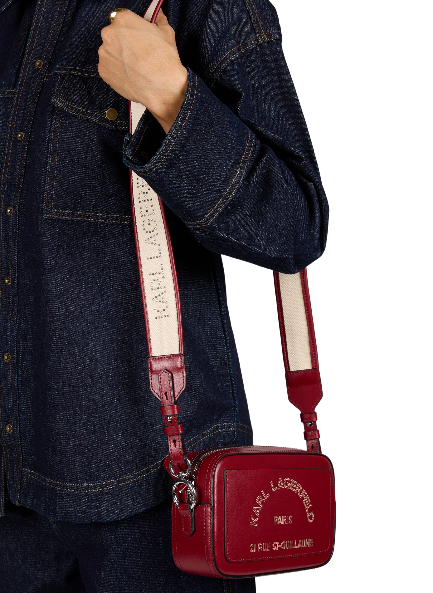 Shoulder bag K/Daily in leather KARL LAGERFELD Red