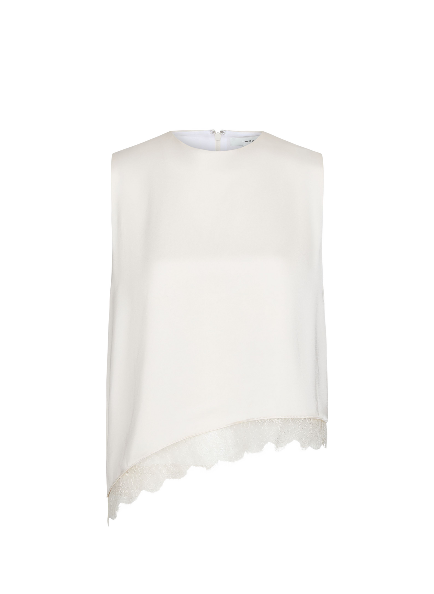Top asymétrique en satin orné de dentelle VINCE Weiss