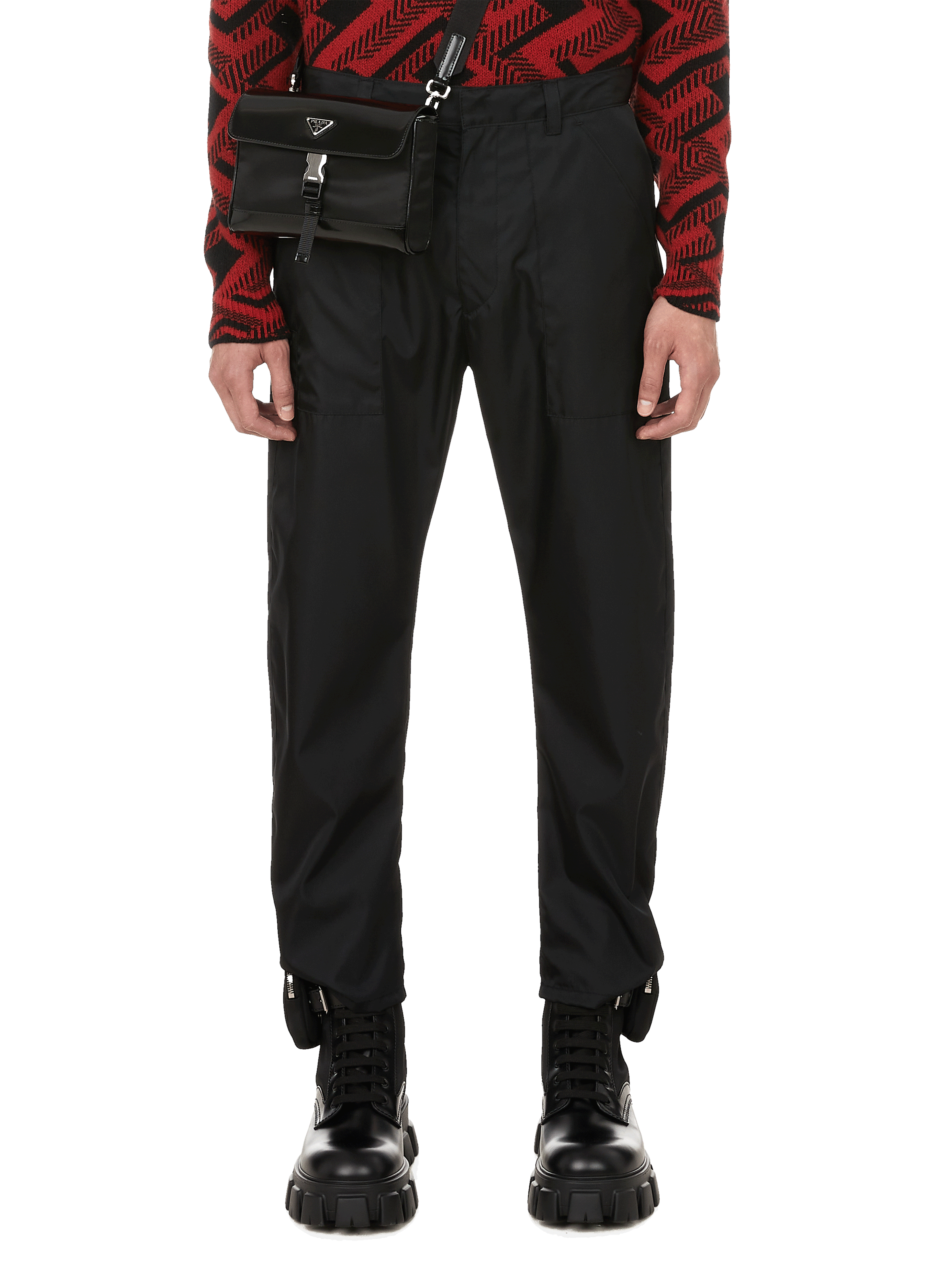 Re-Nylon gabardine trousers PRADA Black