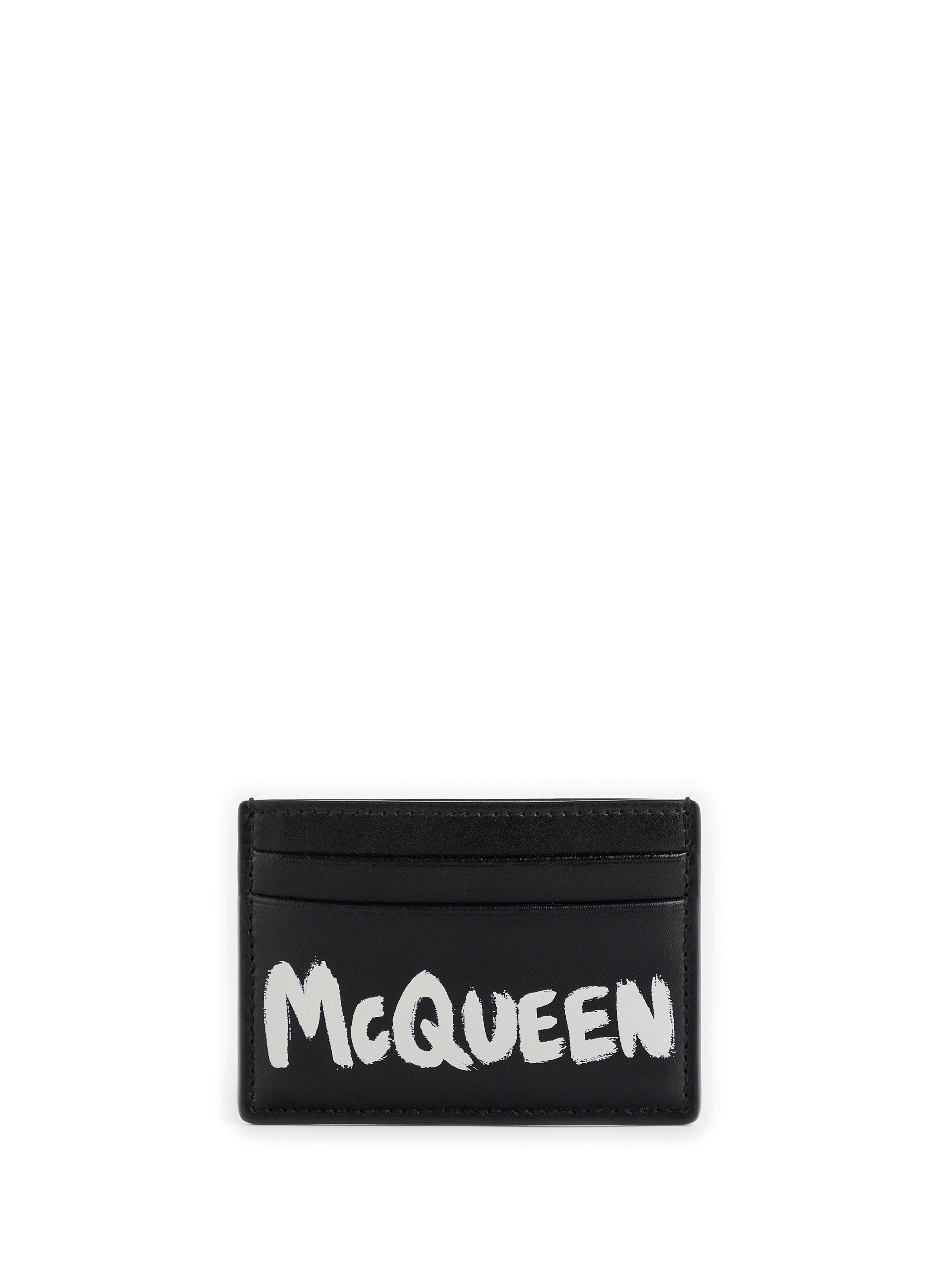 ALEXANDER MCQUEEN Porte-cartes Graffiti en cuir Noir