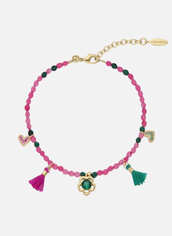Bracelet avec perles et pampilles bilboquet Rose by HIPANEMA HIPANEMA Bracelet avec perles et pampilles bilboquet Rose