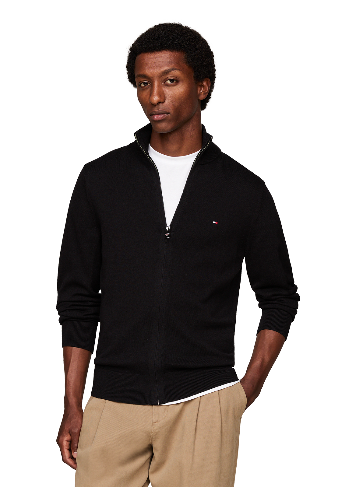 TOMMY HILFIGER Gilet en coton et cachemire Noir