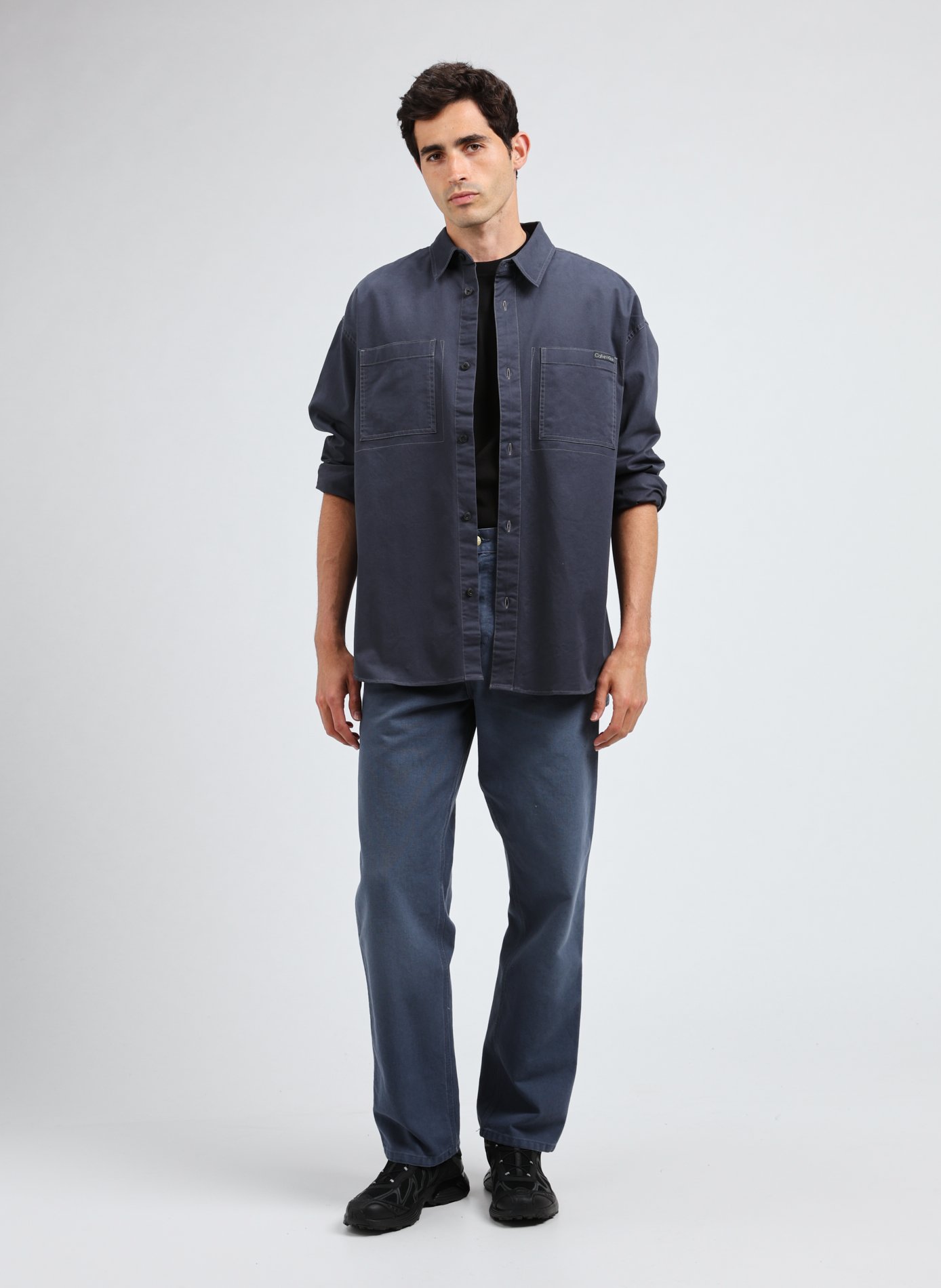 Oversized shirt in blended cotton CALVIN KLEIN Blue