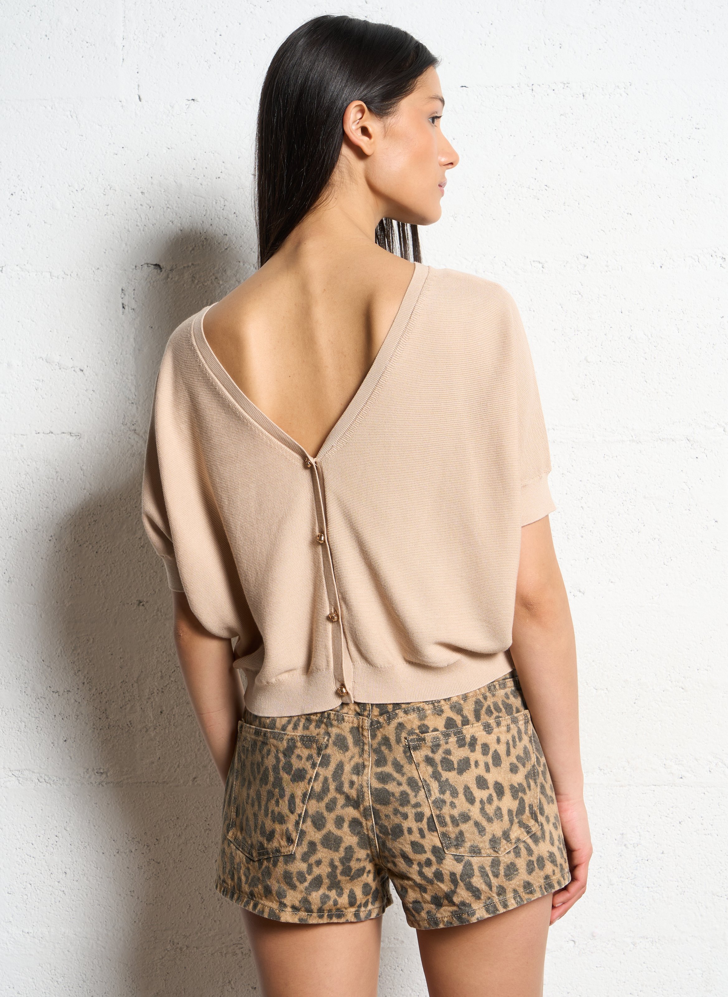 Gilet col v en coton mélangé basem BA&SH Beige