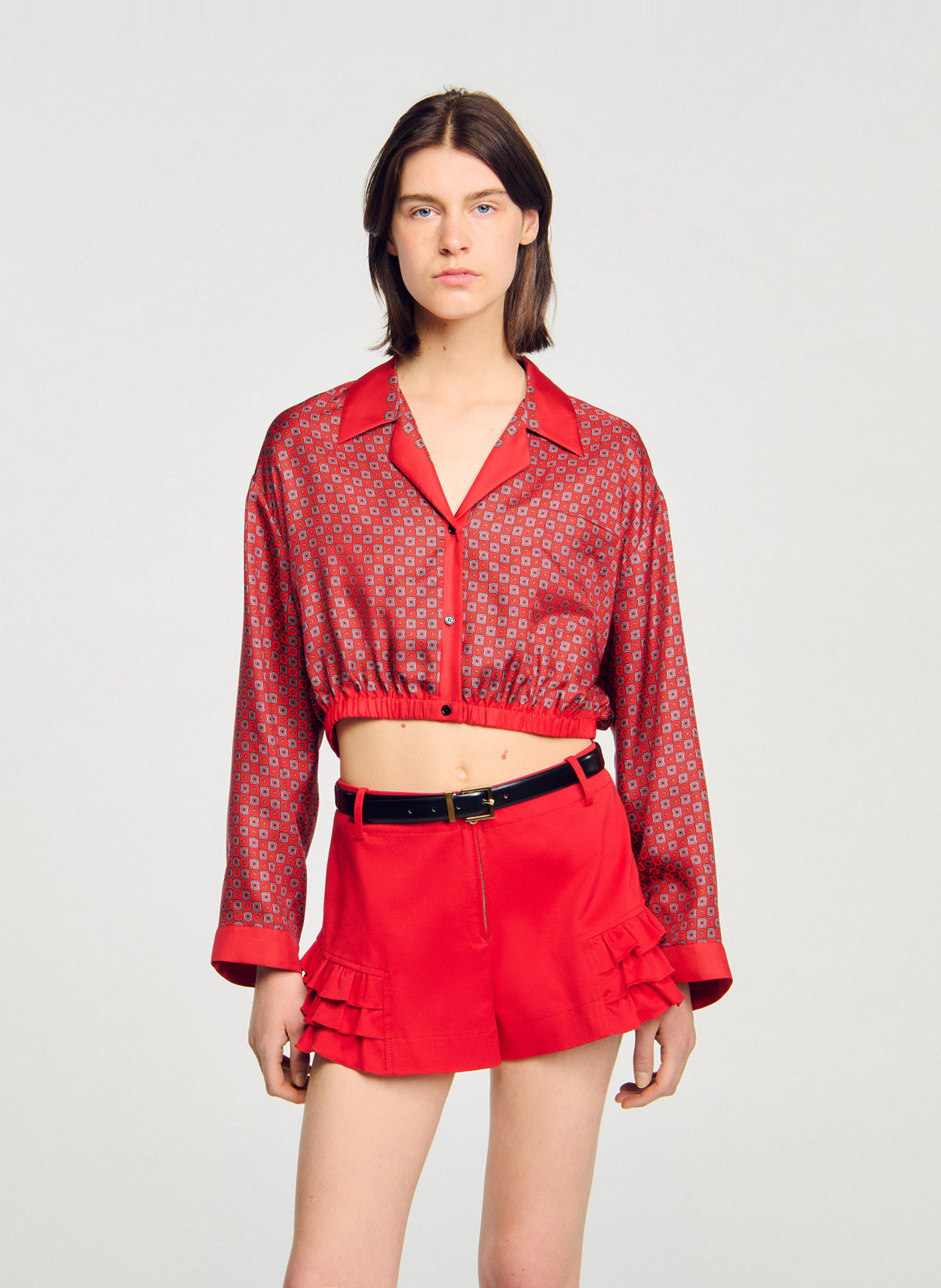 Chemise droite imprimée SANDRO Rouge