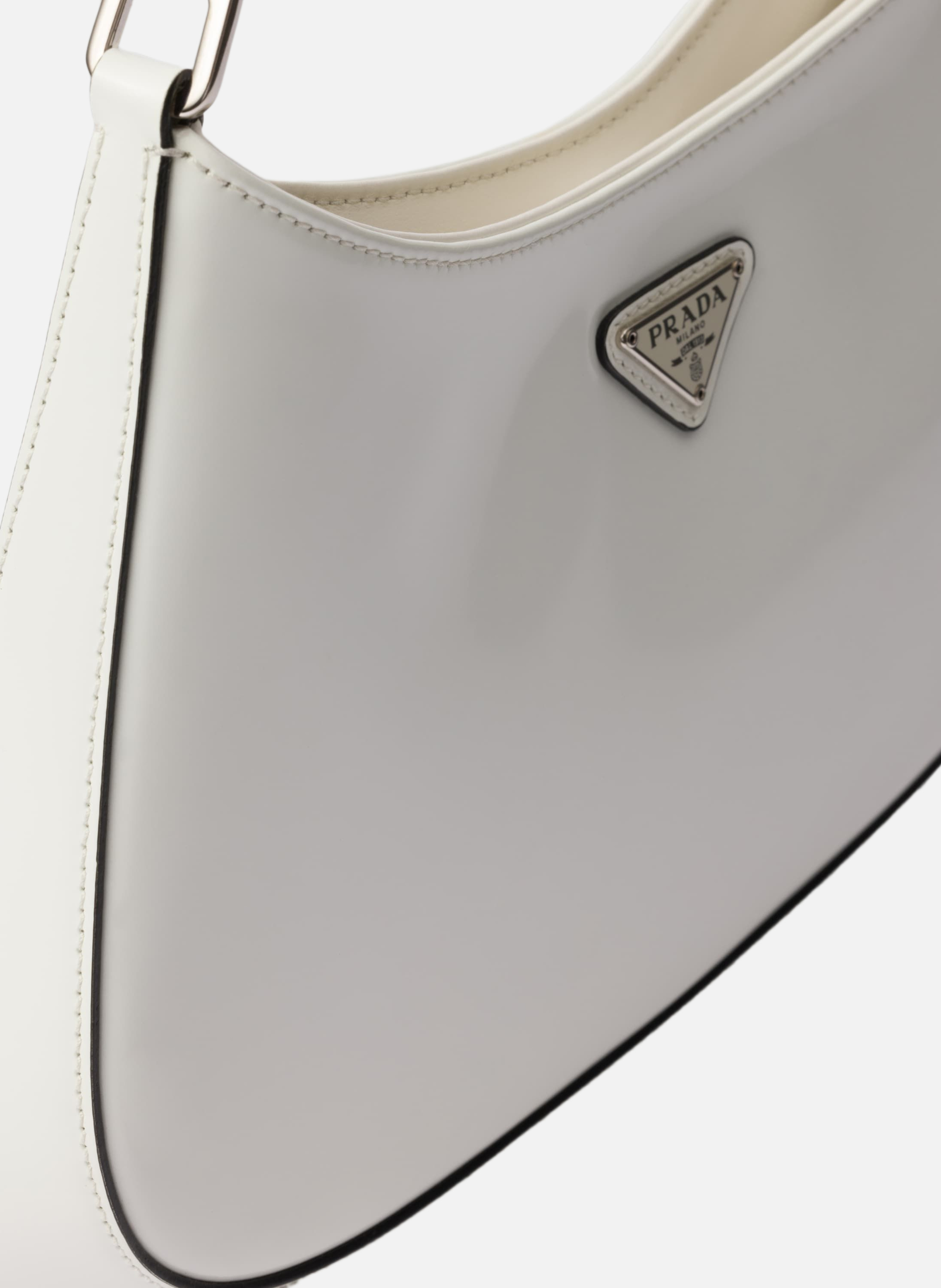 Sac porté épaule prada cleo en cuir brossé PRADA Blanc