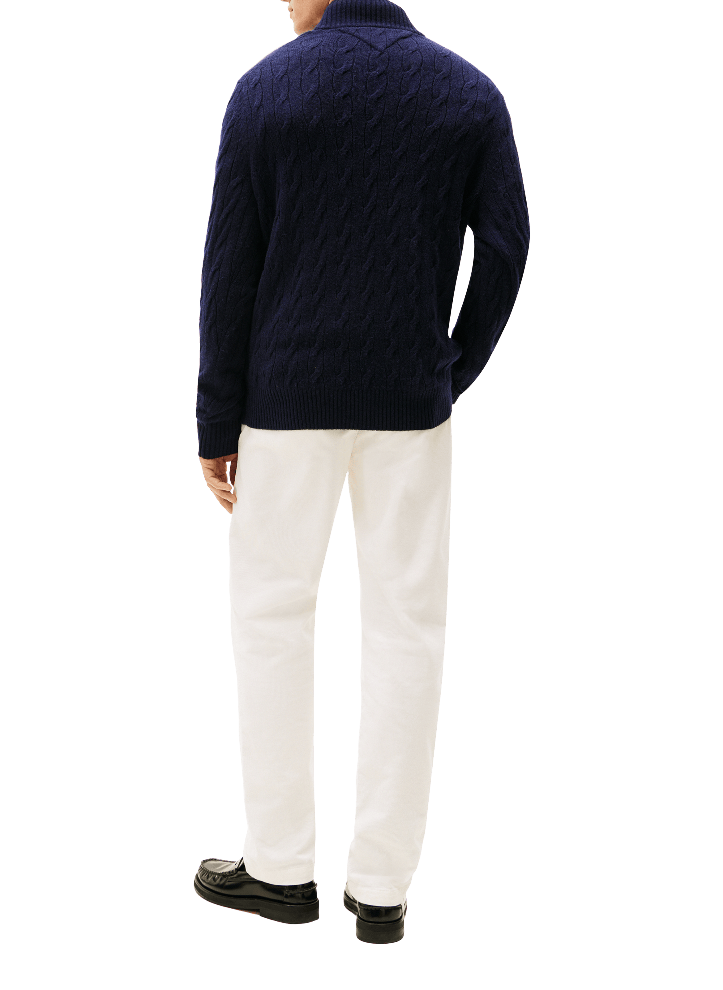 Pull col zippé en laine mélangée TOMMY HILFIGER Bleu