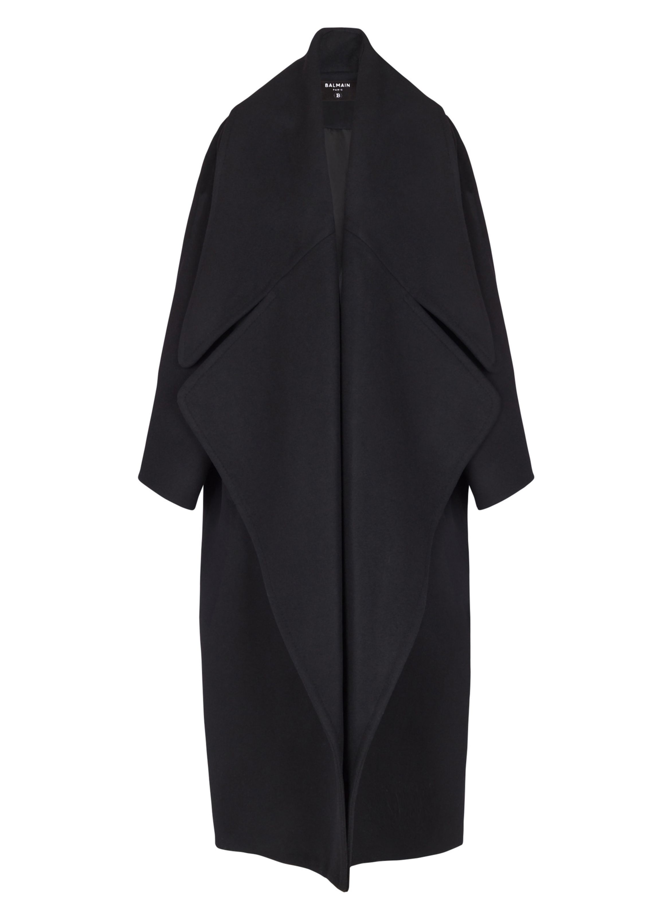 BALMAIN Manteau-cape oversize en laine Noir