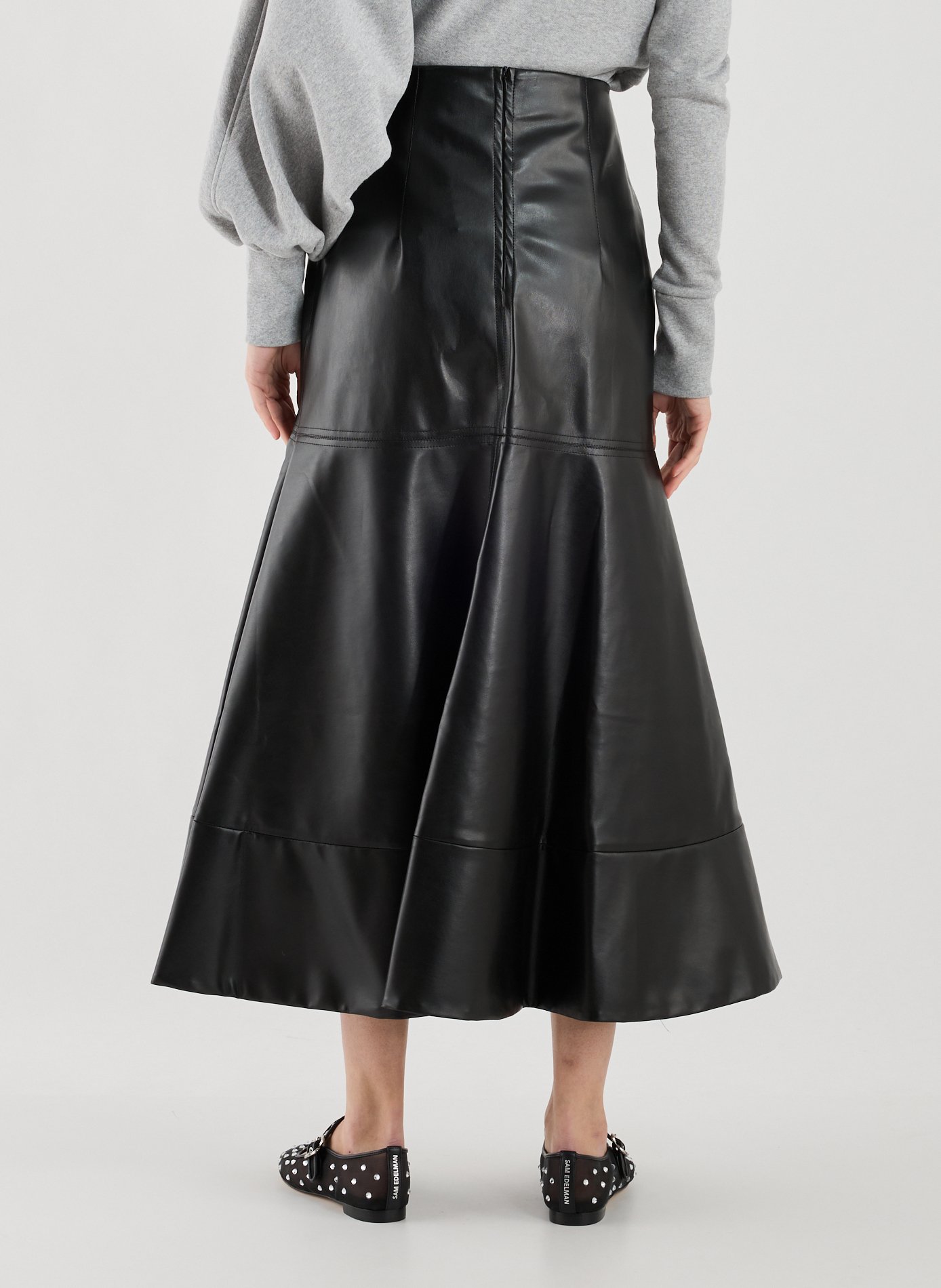 Jupe évasée effet cuir A.W.A.K.E. MODE Noir