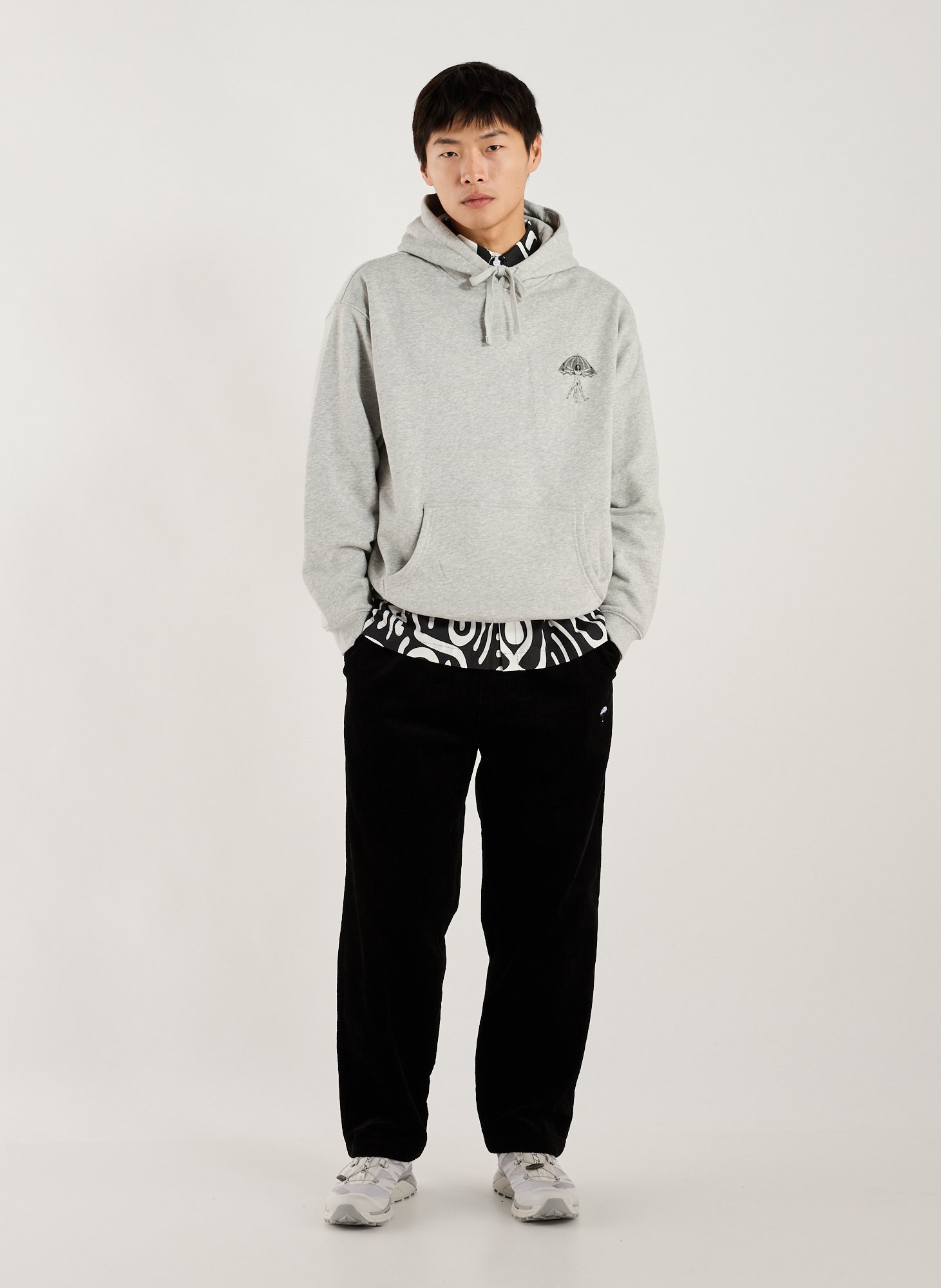 Oversized hooded sweatshirt in mixed cotton HELAS CAPS Grey