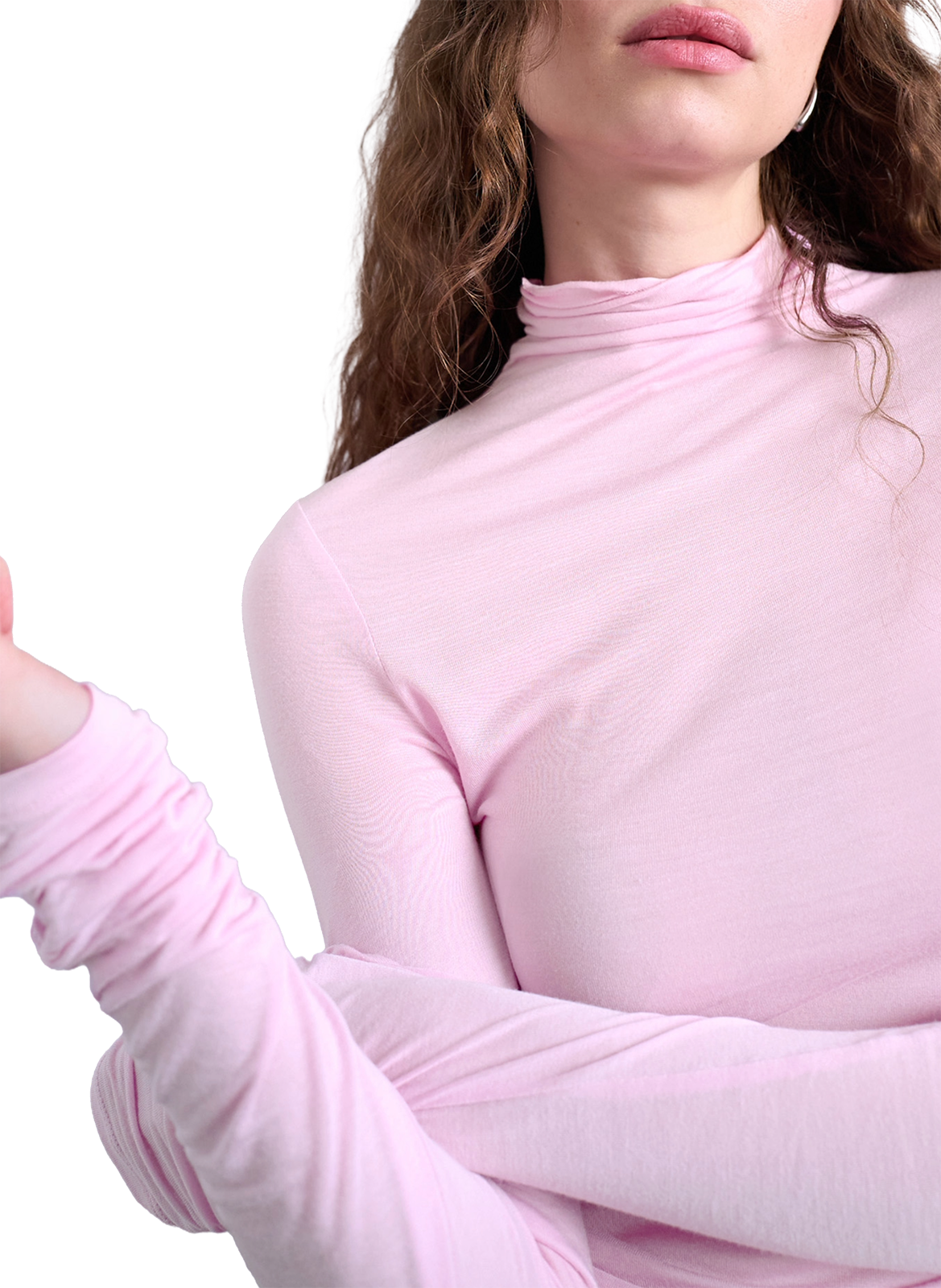 Top uni à manches extra-longues TOPSHOP Rose