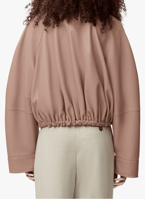 Veste ballon en cuir d'agneau nappa | Beige by LOEWE Veste ballon en cuir d'agneau nappa Beige