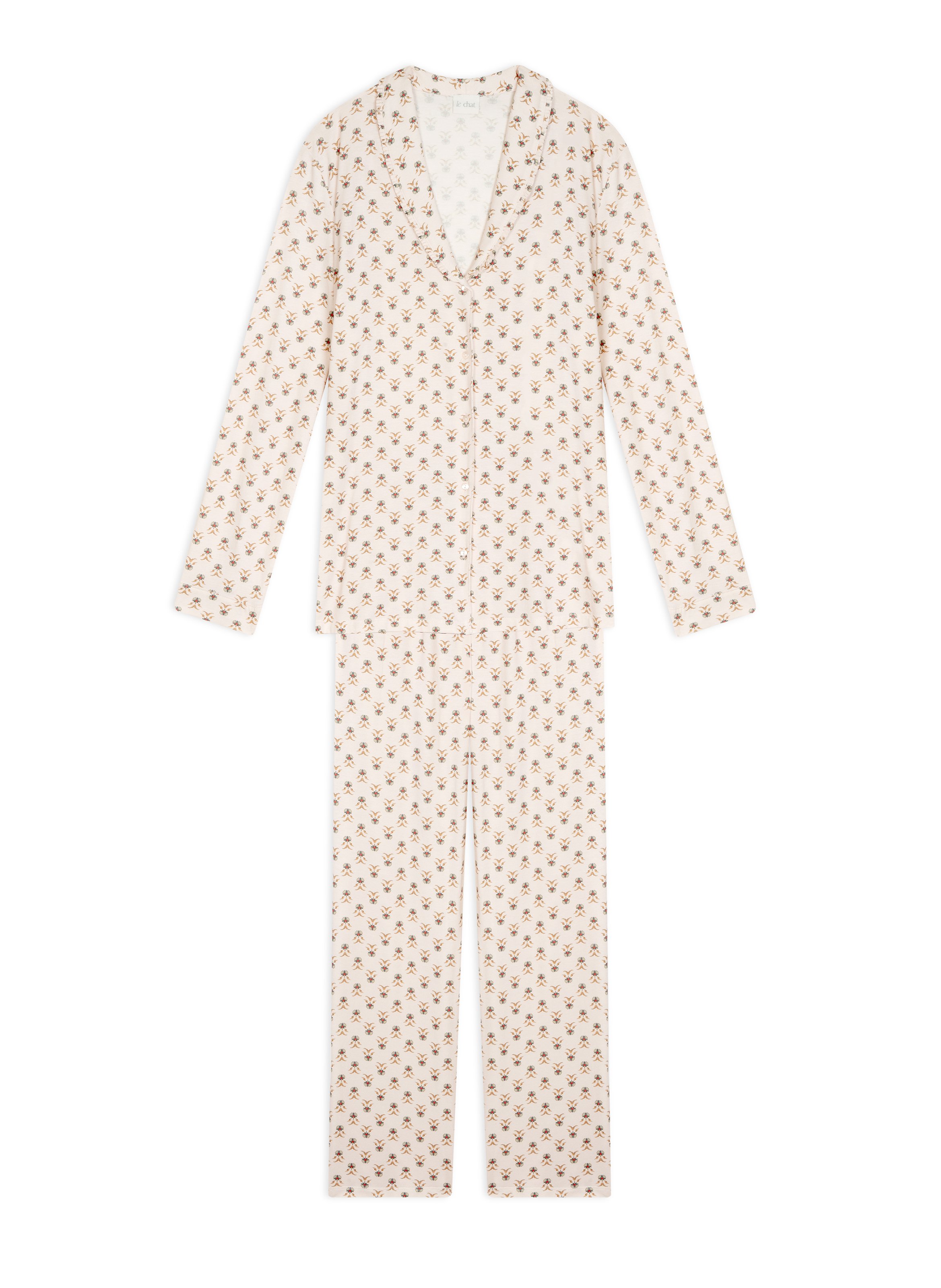 Pyjama boutonné en coton modal tea time 106 LE CHAT Multicolore