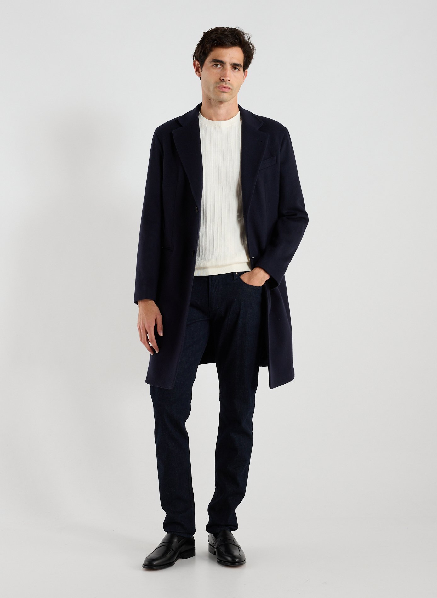 Long wool and cashmere coat EMPORIO ARMANI Blue