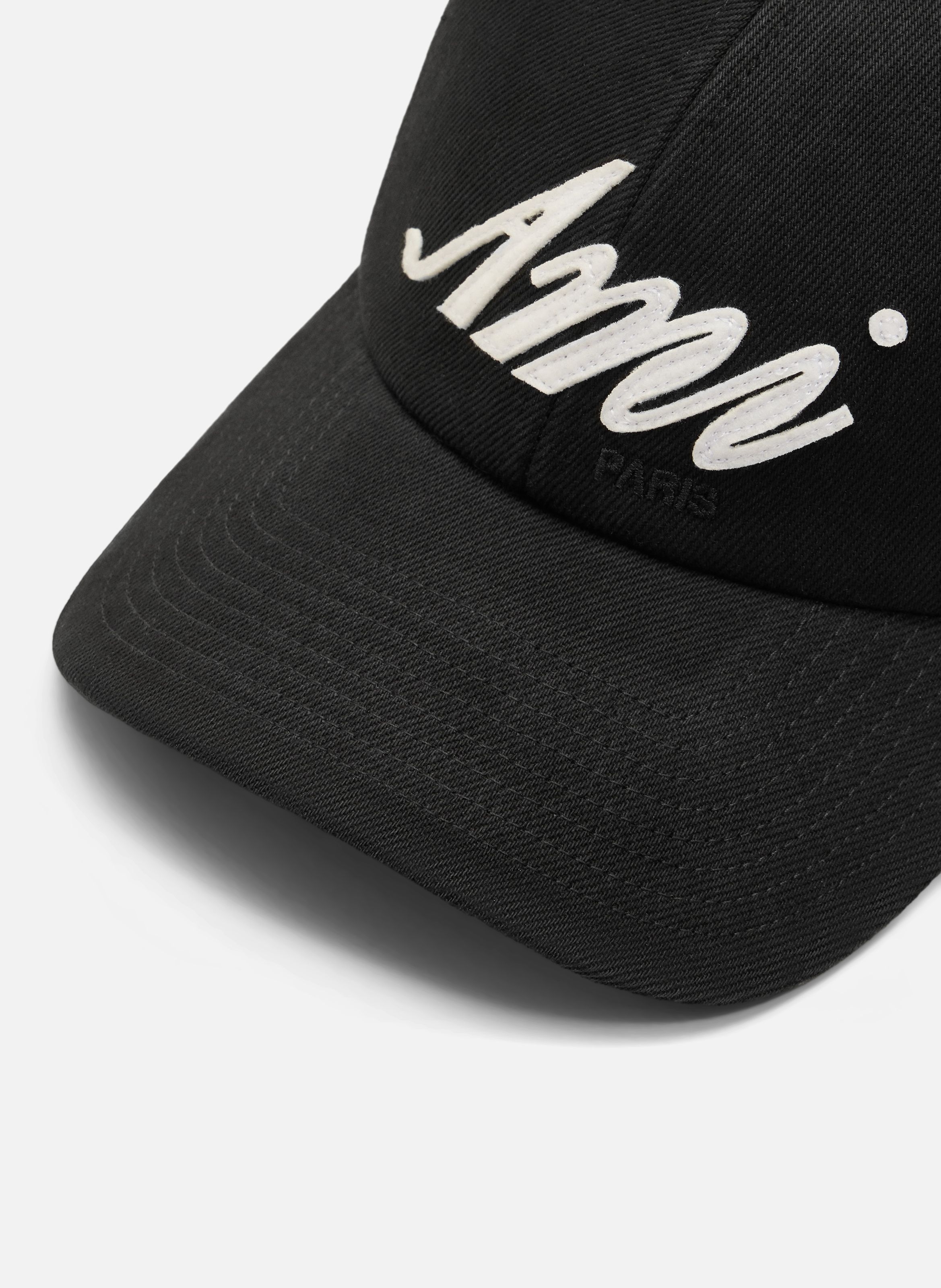 Casquette empiècement feutré ami unisexe en coton AMI PARIS Noir