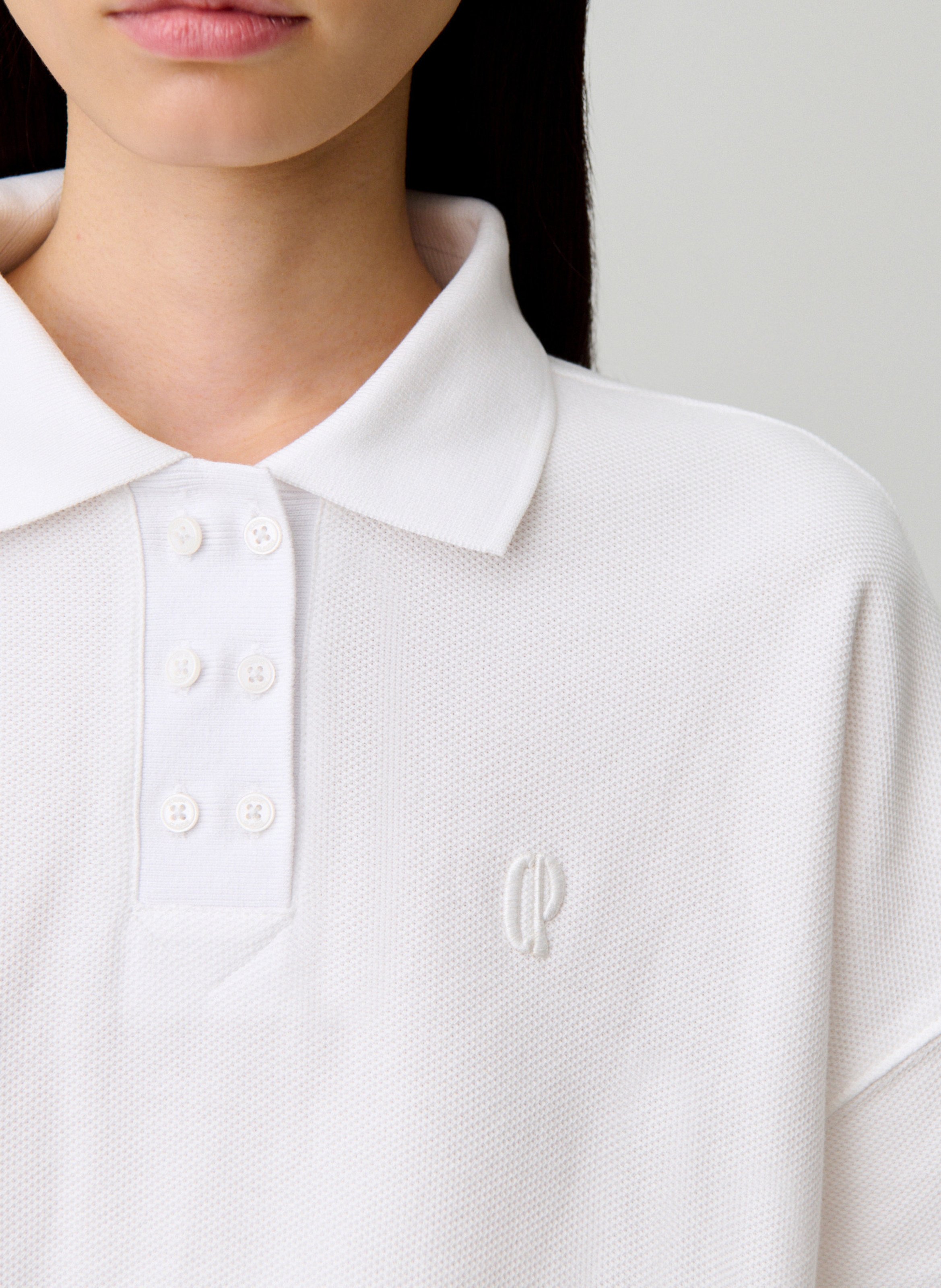 Top col polo en coton CLAUDIE PIERLOT Beige