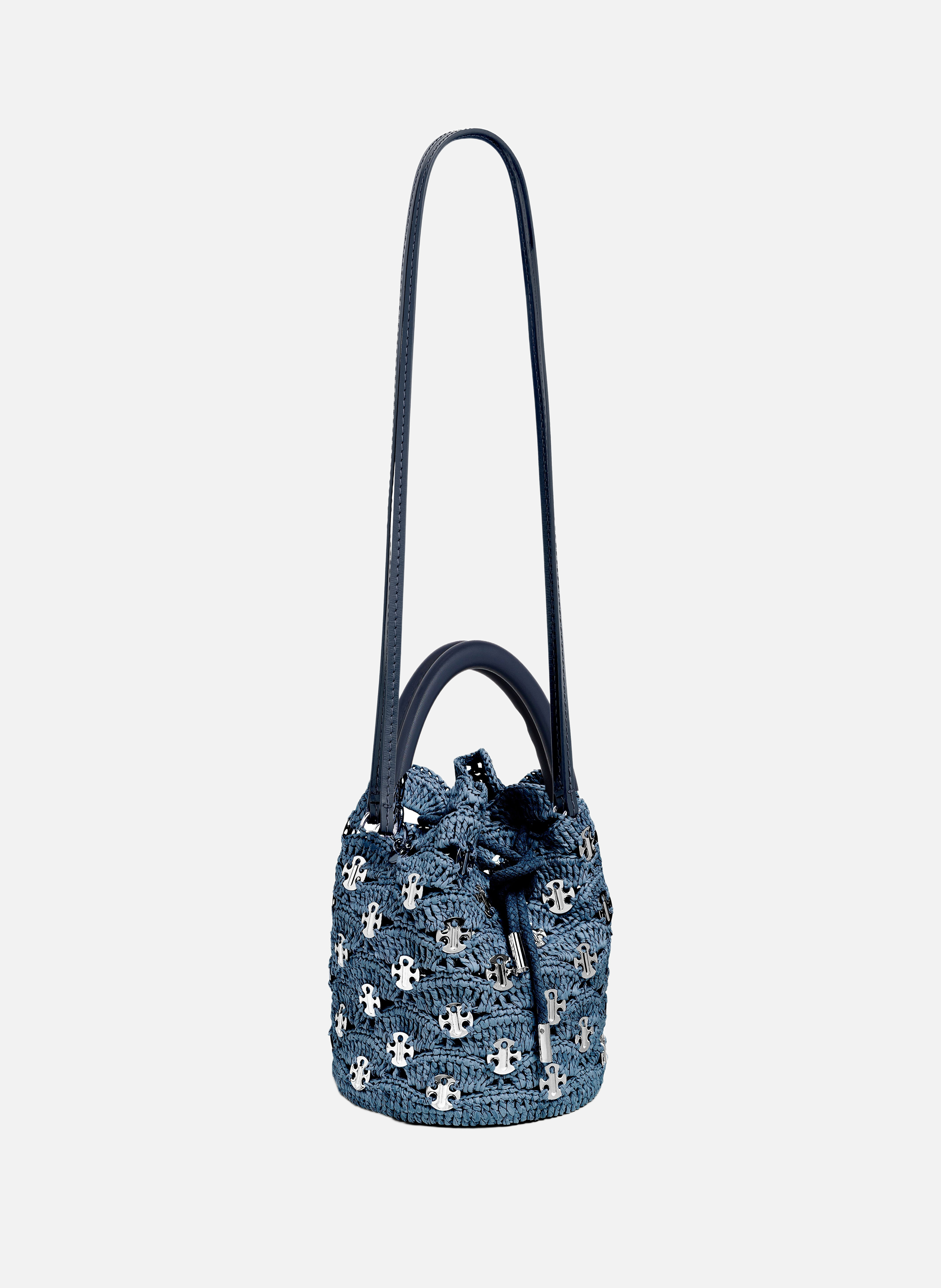 Sac seau en raphia RABANNE Bleu