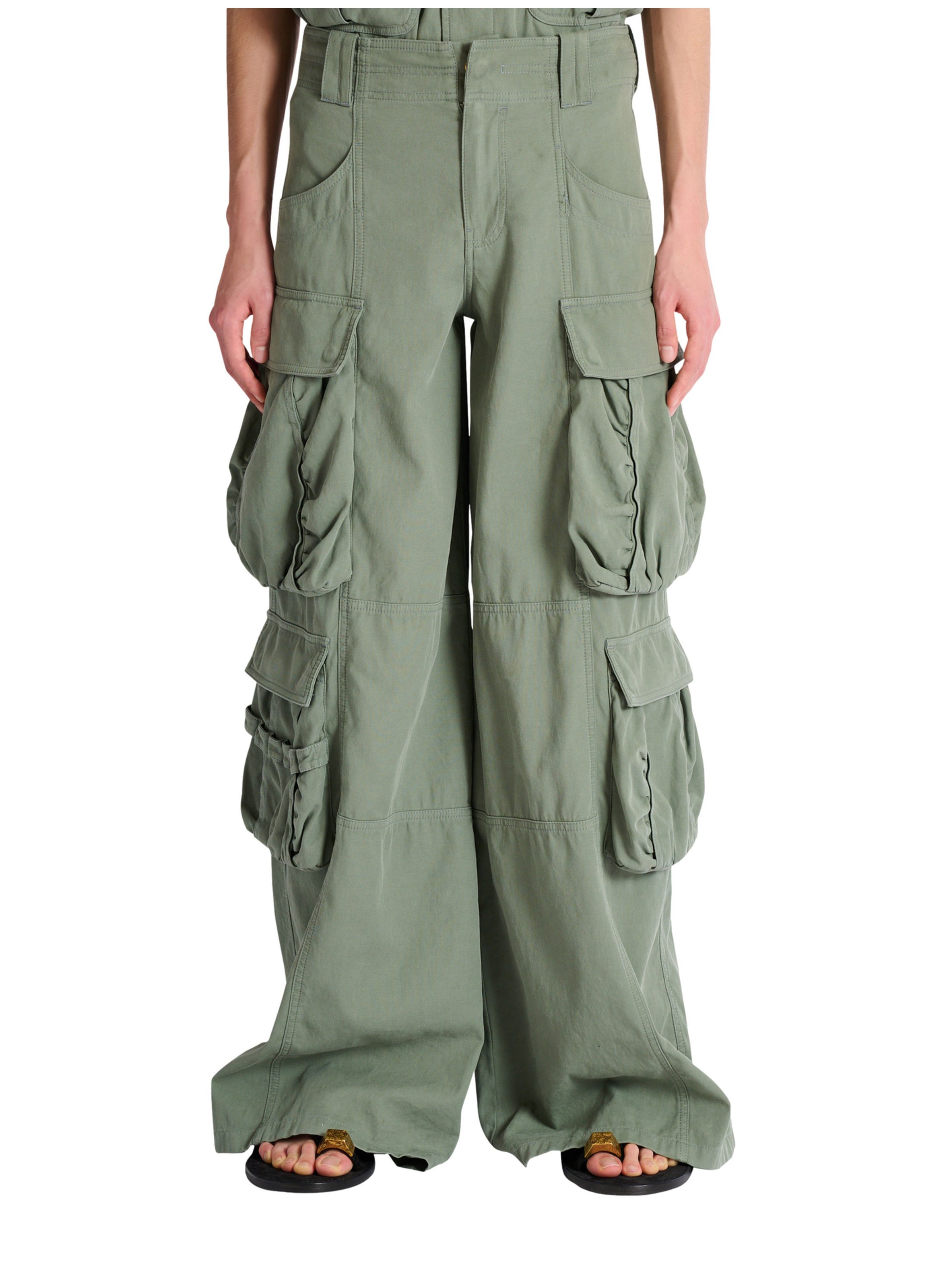 Pantalon cargo en coton BALMAIN Vert