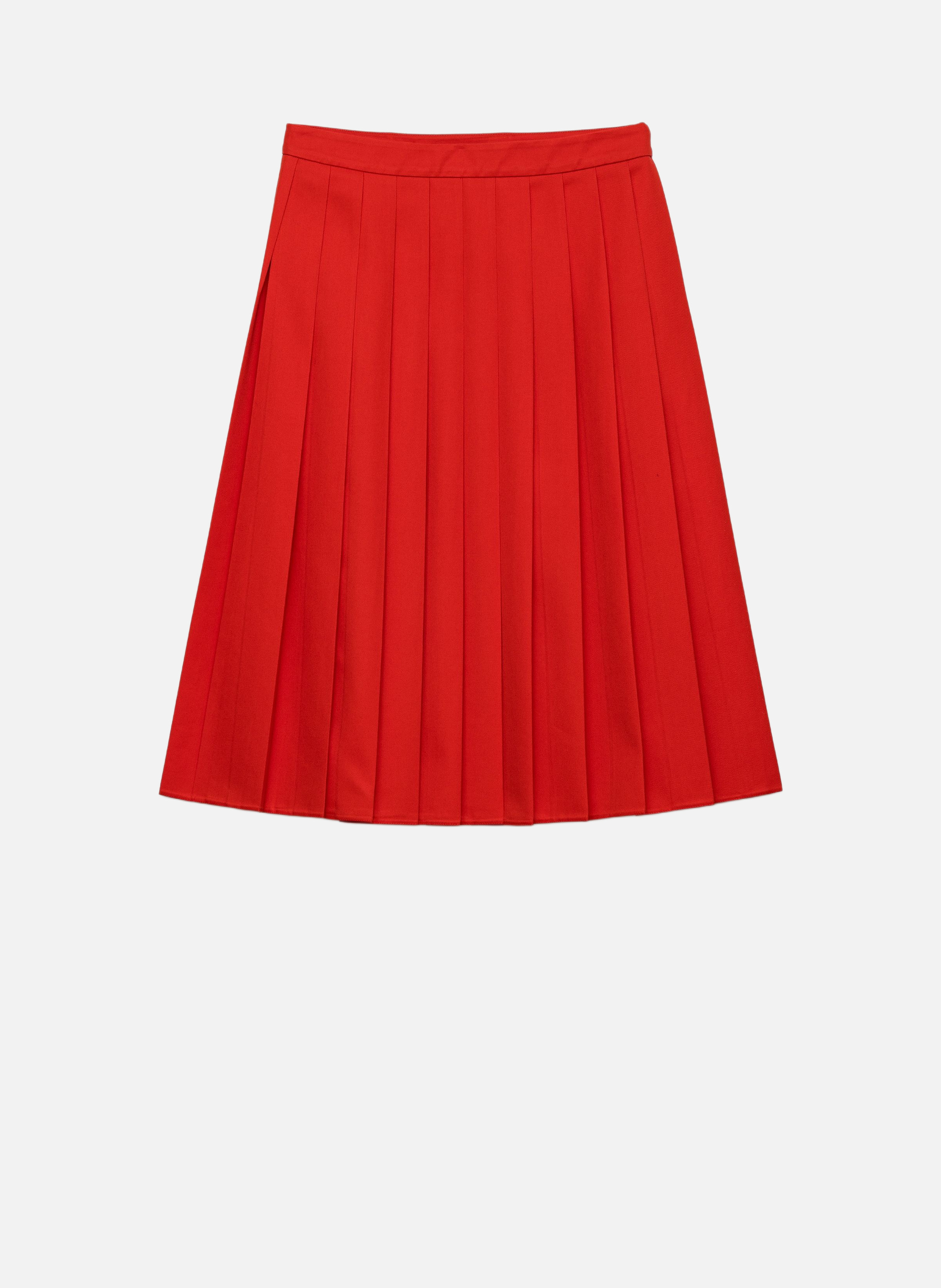 Jupe midi plissée en gabardine PRADA Rouge