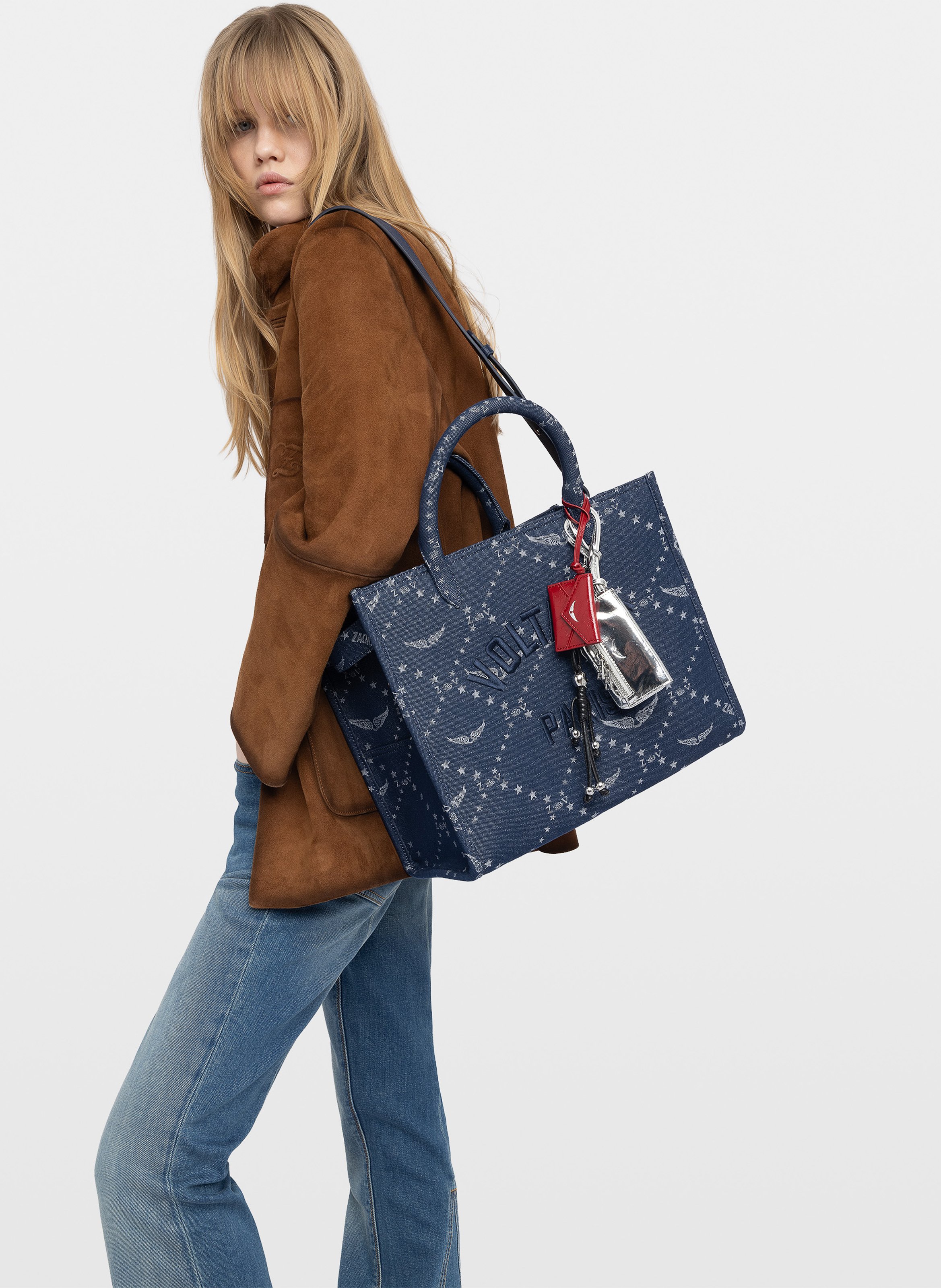 Sac porté main en coton angel ZADIG&VOLTAIRE Bleu