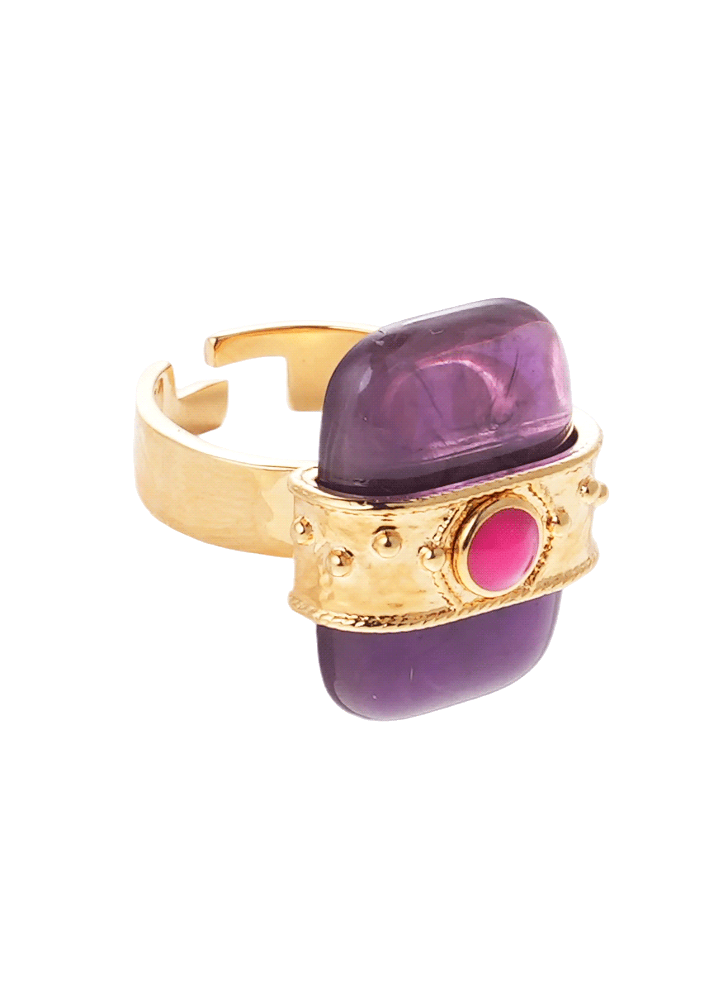 Bague réglable avec cabochon central nepali HIPANEMA Violet