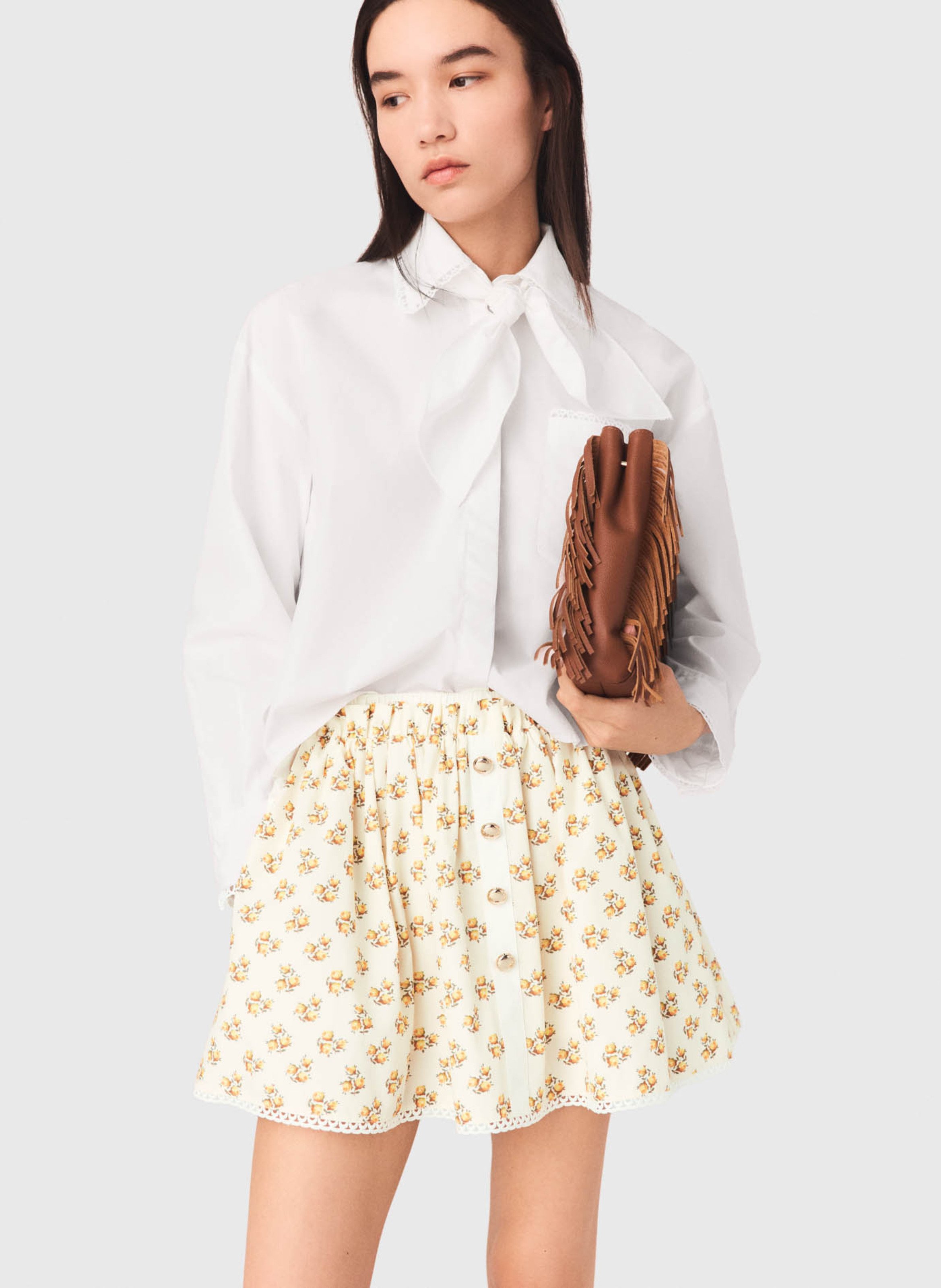 Jupe courte évasée imprimée MAJE Jaune