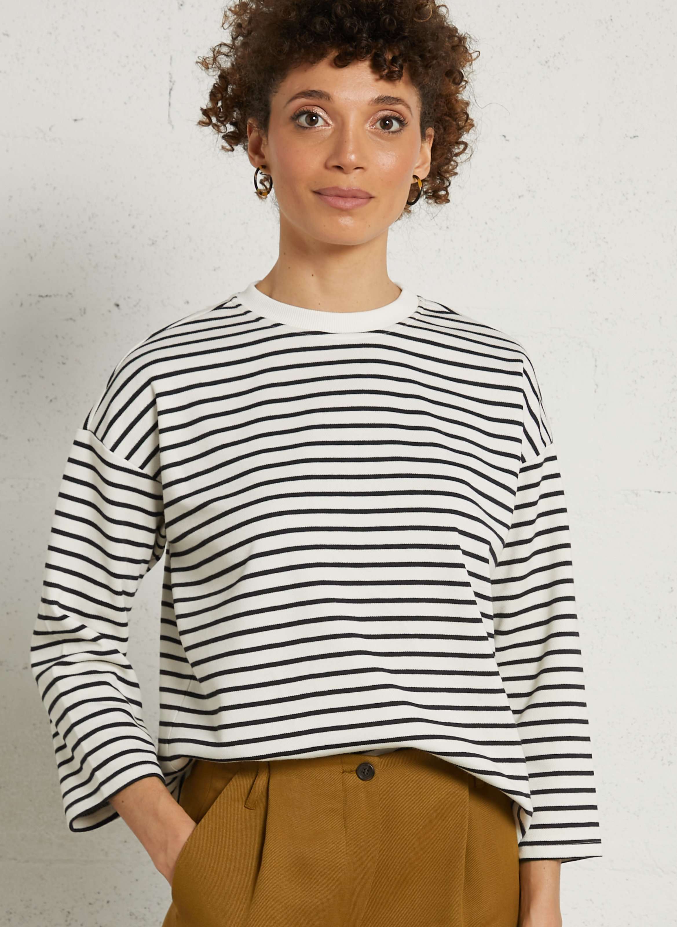 Tee-shirt marinière ample col rond lorenzo MAISON 123 Blanc