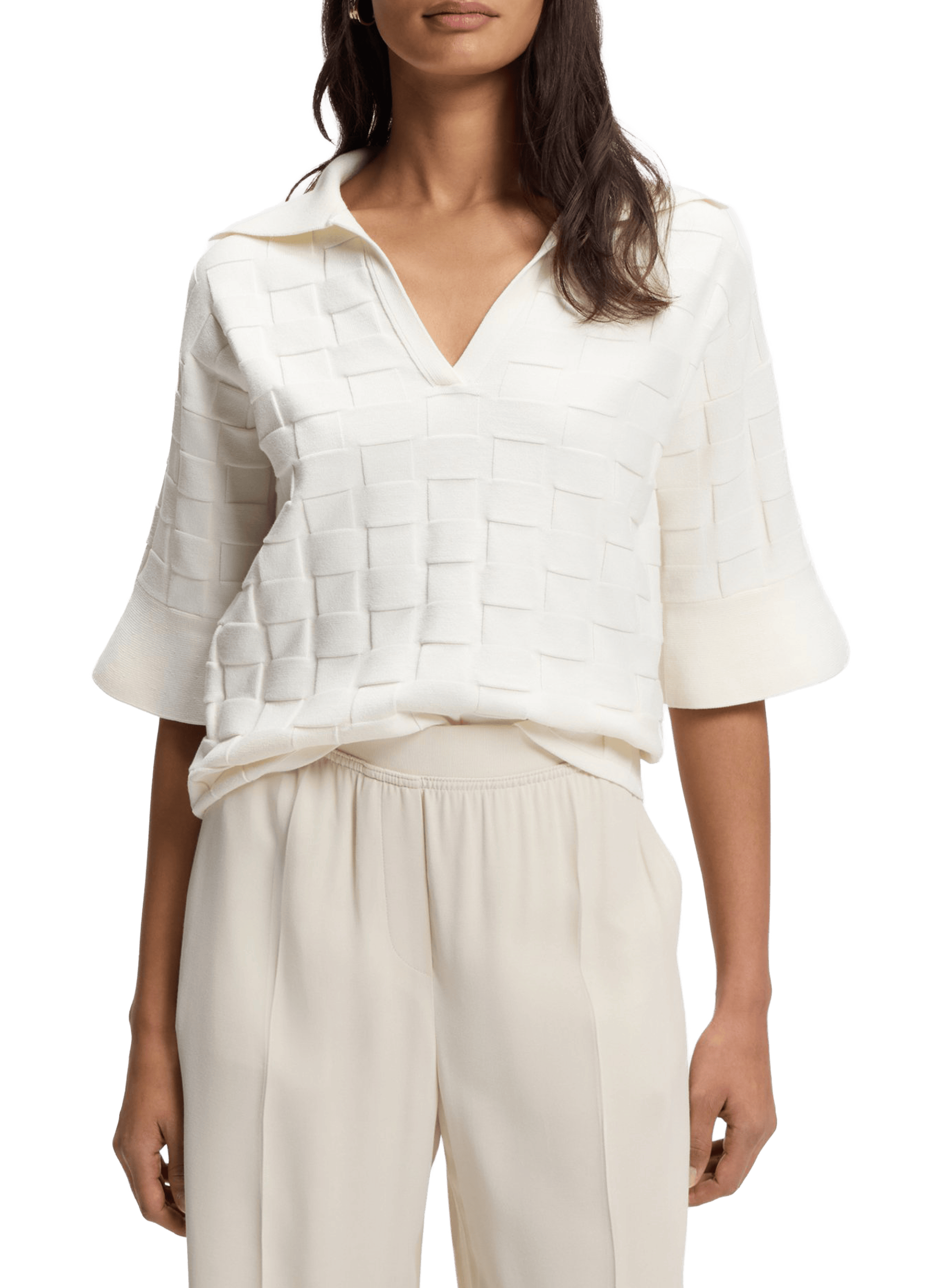 T-shirt encolure V BOSS Beige