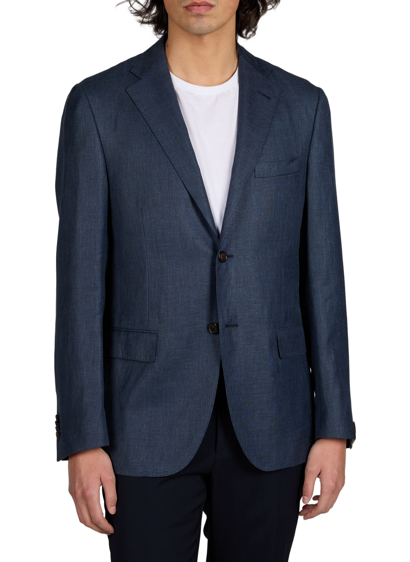 Blazer en lin, laine vierge et soie CORNELIANI Blue