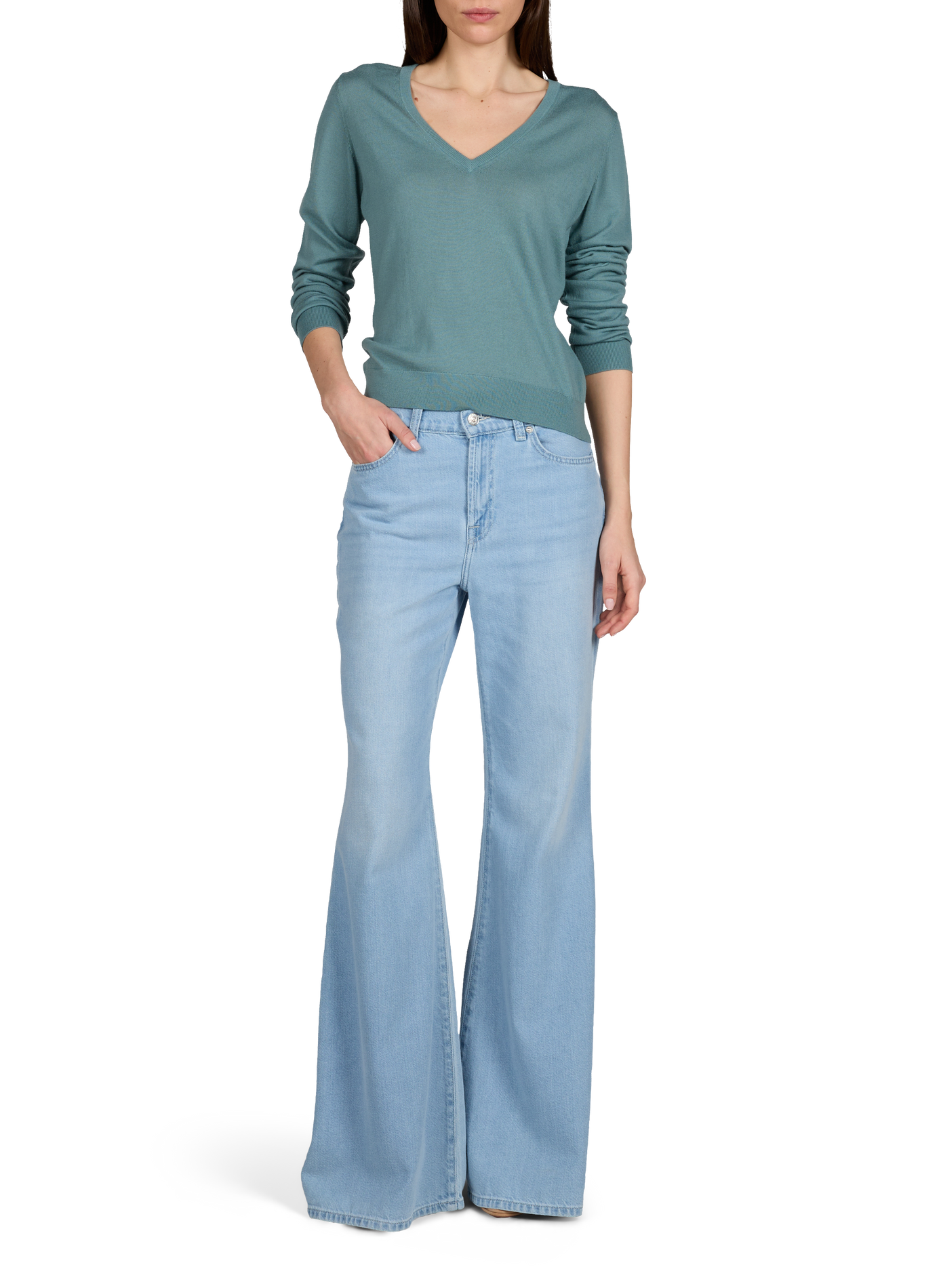 Pull droit Aria en laine mérinos AU PRINTEMPS PARIS Vert