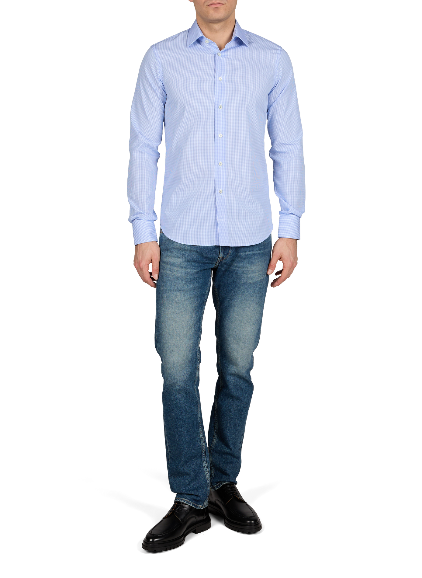 Chemise slim à carreaux en coton VAN LAACK Bleu