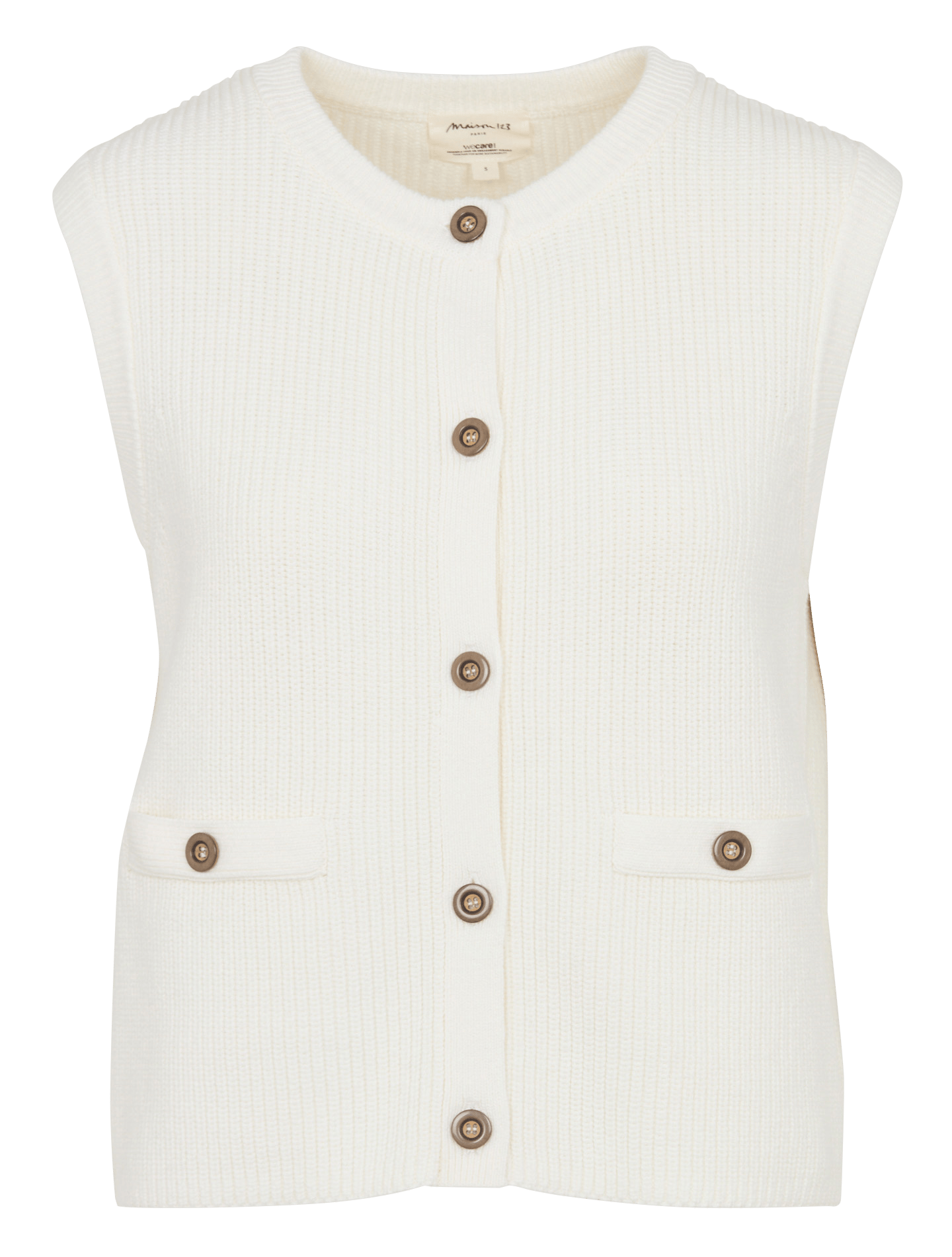 Gilet col rond en coton pierro MAISON 123 Blanc
