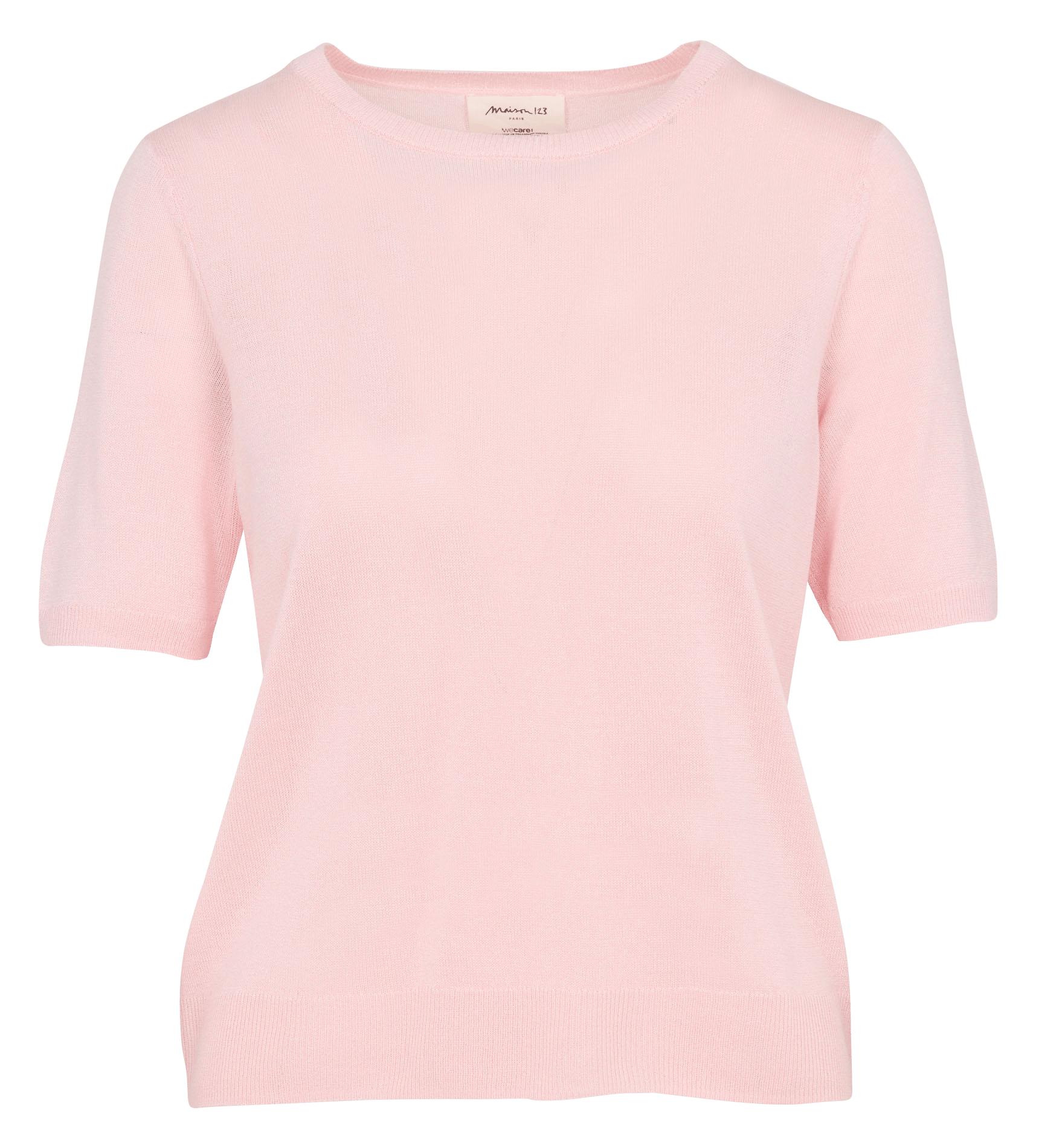 Pull manches courtes en maille fine unie paprika bis MAISON 123 Rose