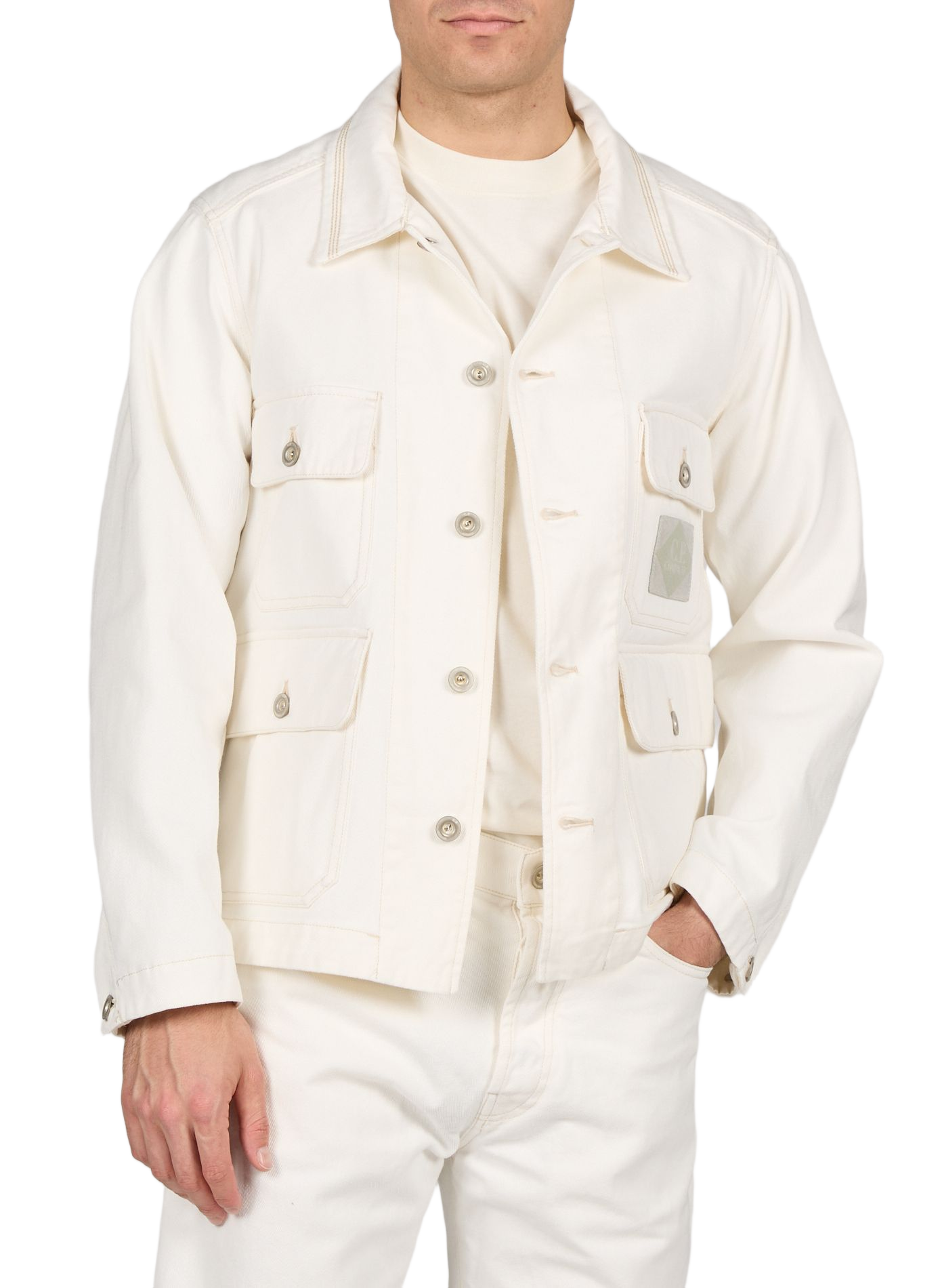 Cotton denim jacket CP COMPANY White